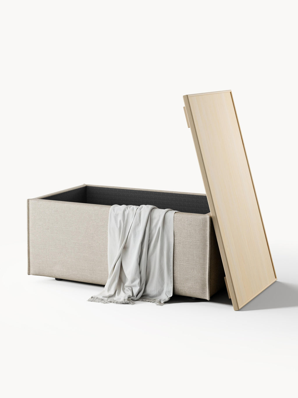 Sofa-Hocker Lennon aus Leinen-Mix mit Stauraum