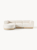 Galeriebild 1 - Modulares Sofa Natalie (3-Sitzer) aus Teddy-Bouclé mit Hocker (links/rechts)