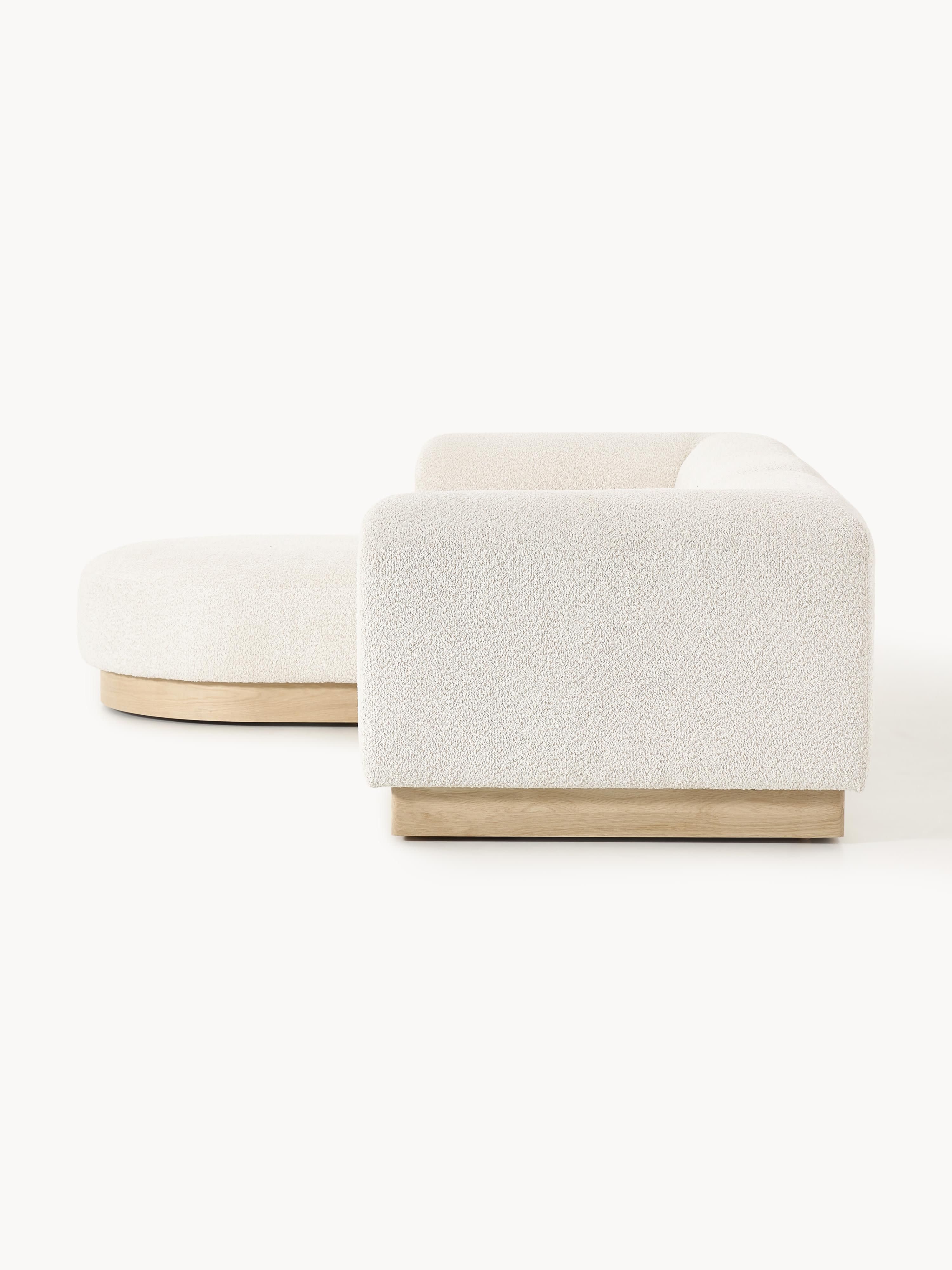 Modulares Sofa Natalie (3-Sitzer) aus Teddy-Bouclé mit Hocker (links/rechts)
