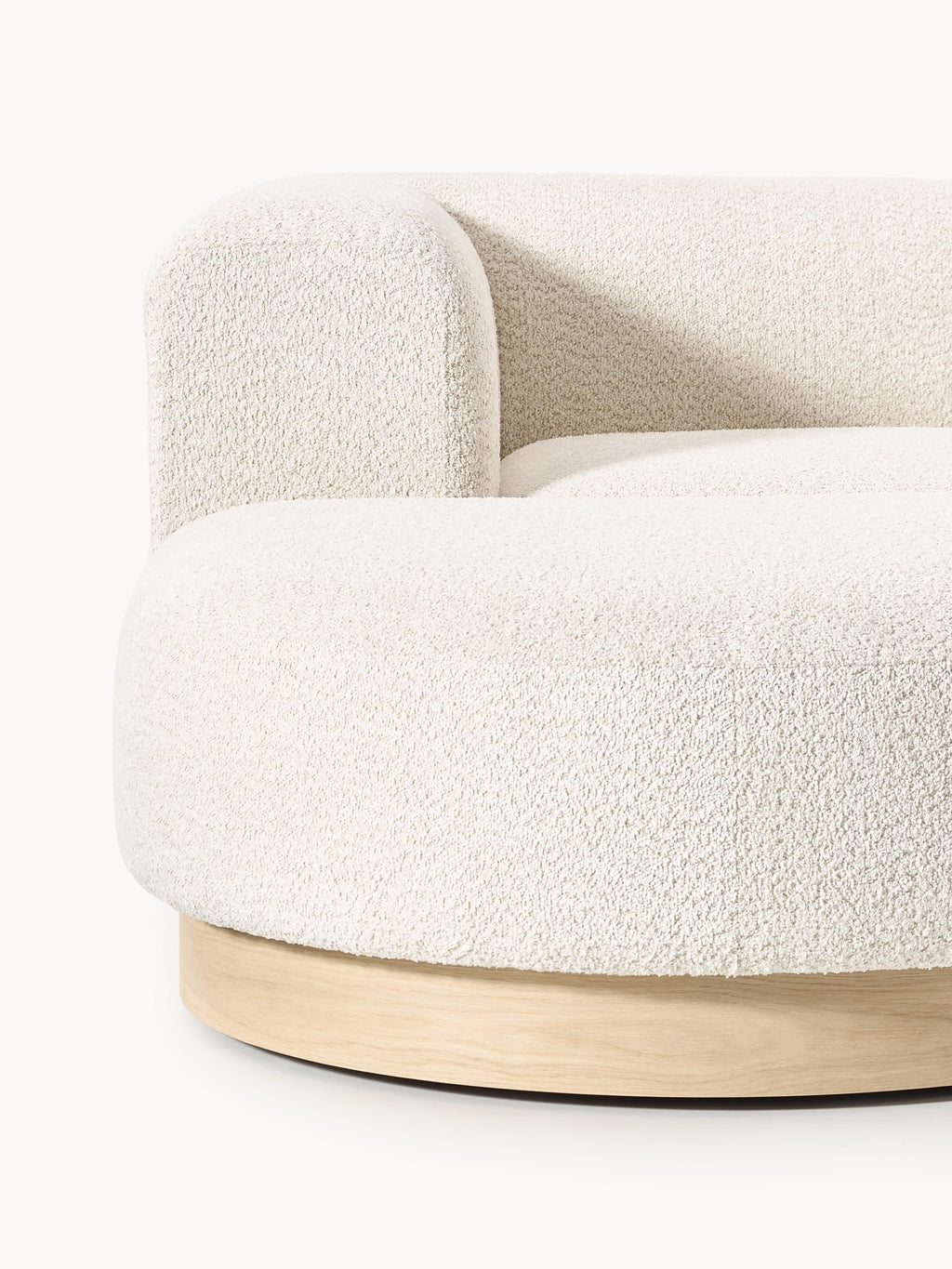 Modulares Sofa Natalie (3-Sitzer) aus Teddy-Bouclé mit Hocker (links/rechts)