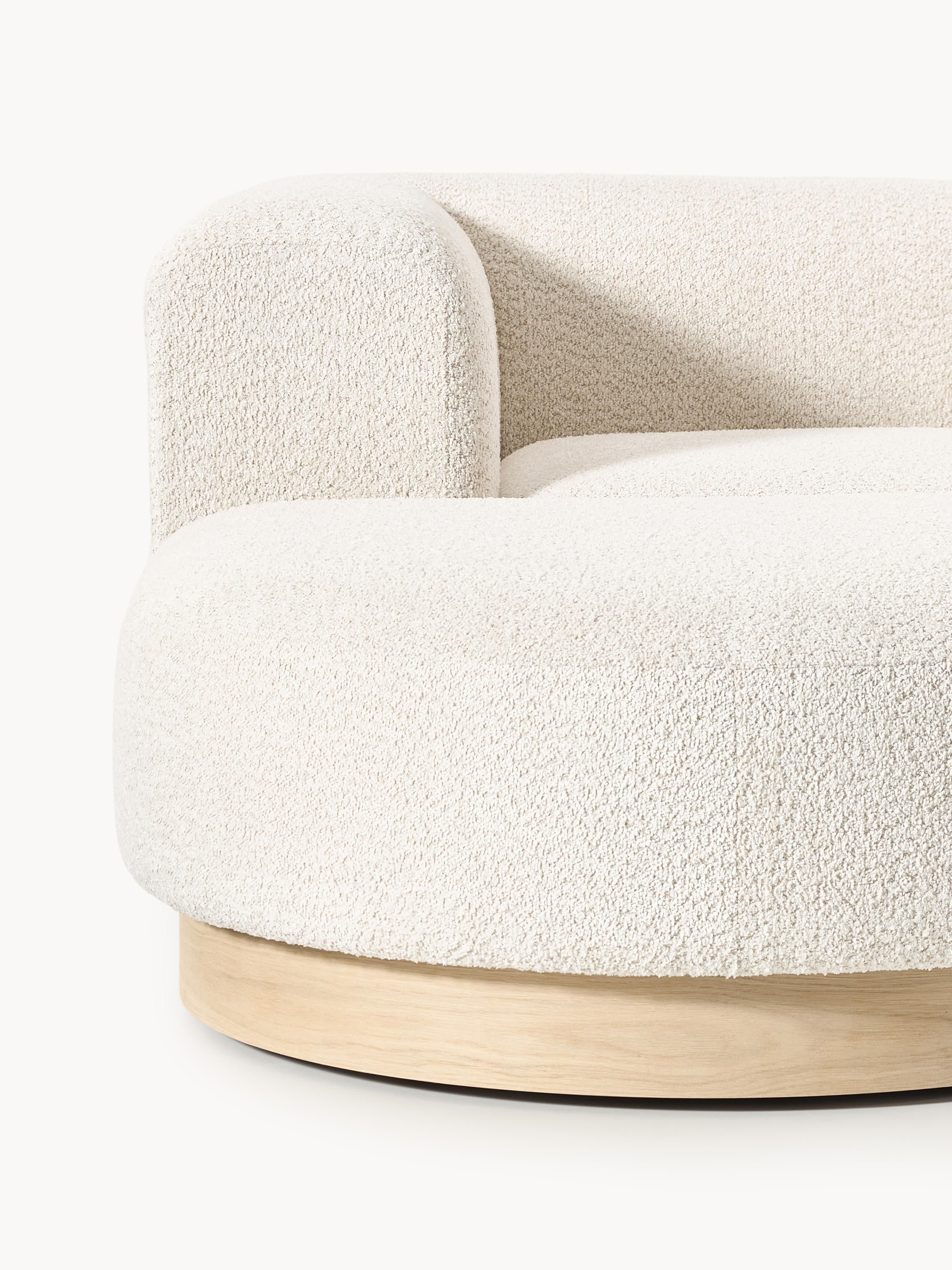 Modulares Sofa Natalie (3-Sitzer) aus Teddy-Bouclé mit Hocker (links/rechts)
