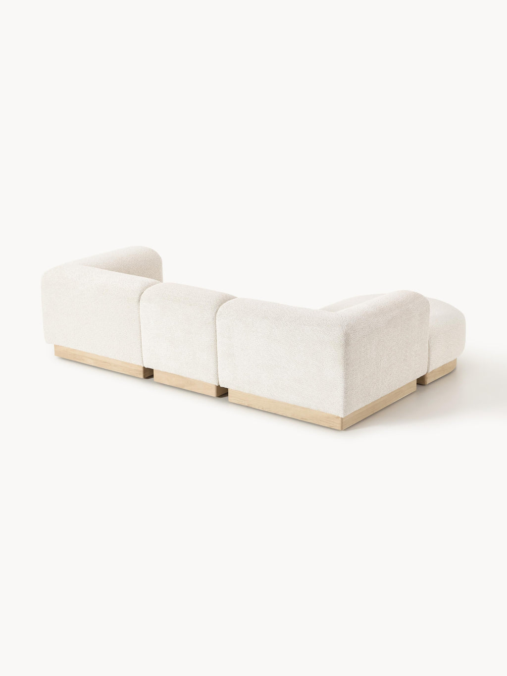 Modulares Sofa Natalie (3-Sitzer) aus Teddy-Bouclé mit Hocker (links/rechts)