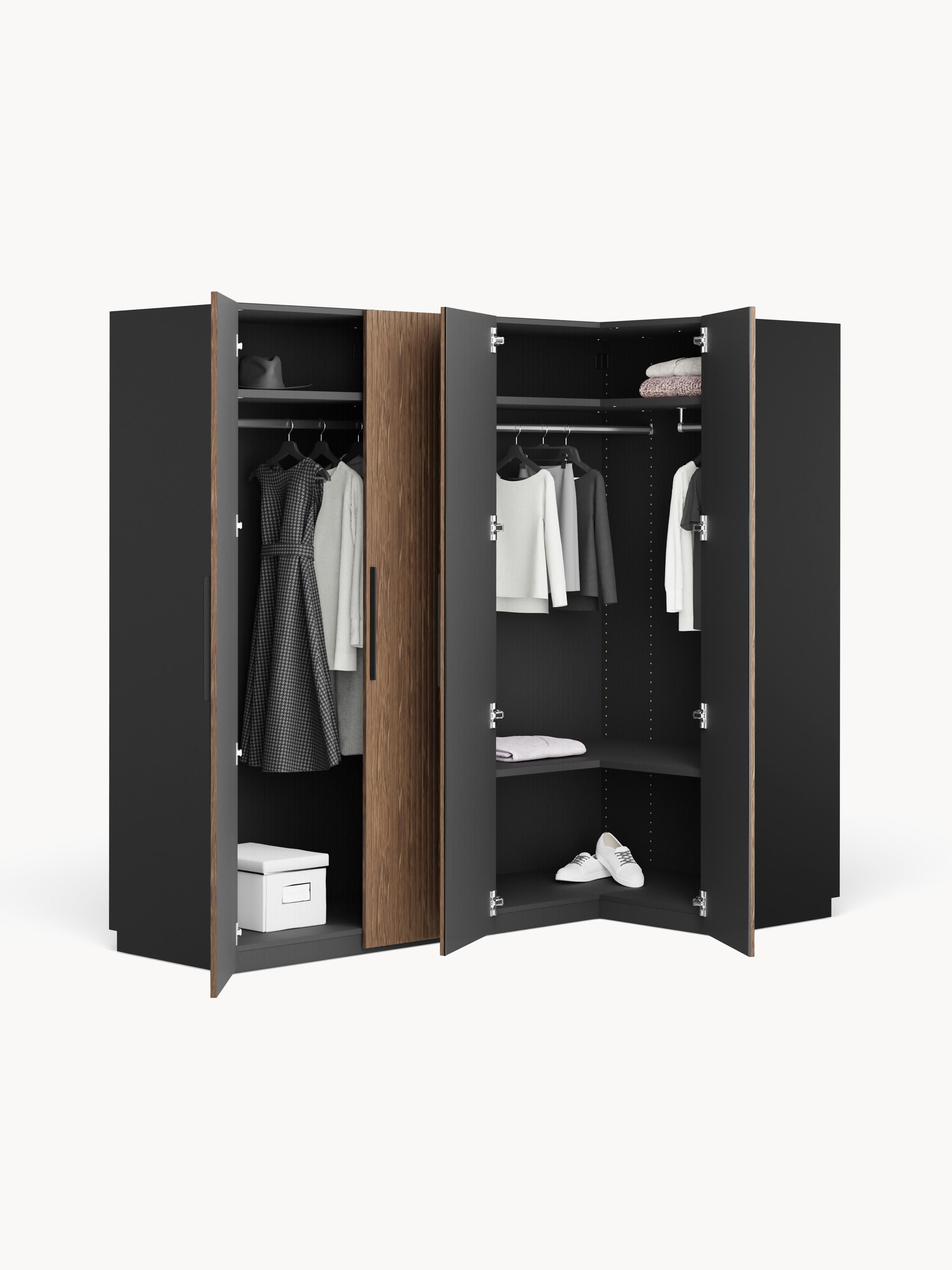 Modularer Eck-Kleiderschrank Simone, 215 cm Breite, in verschiedenen Größen