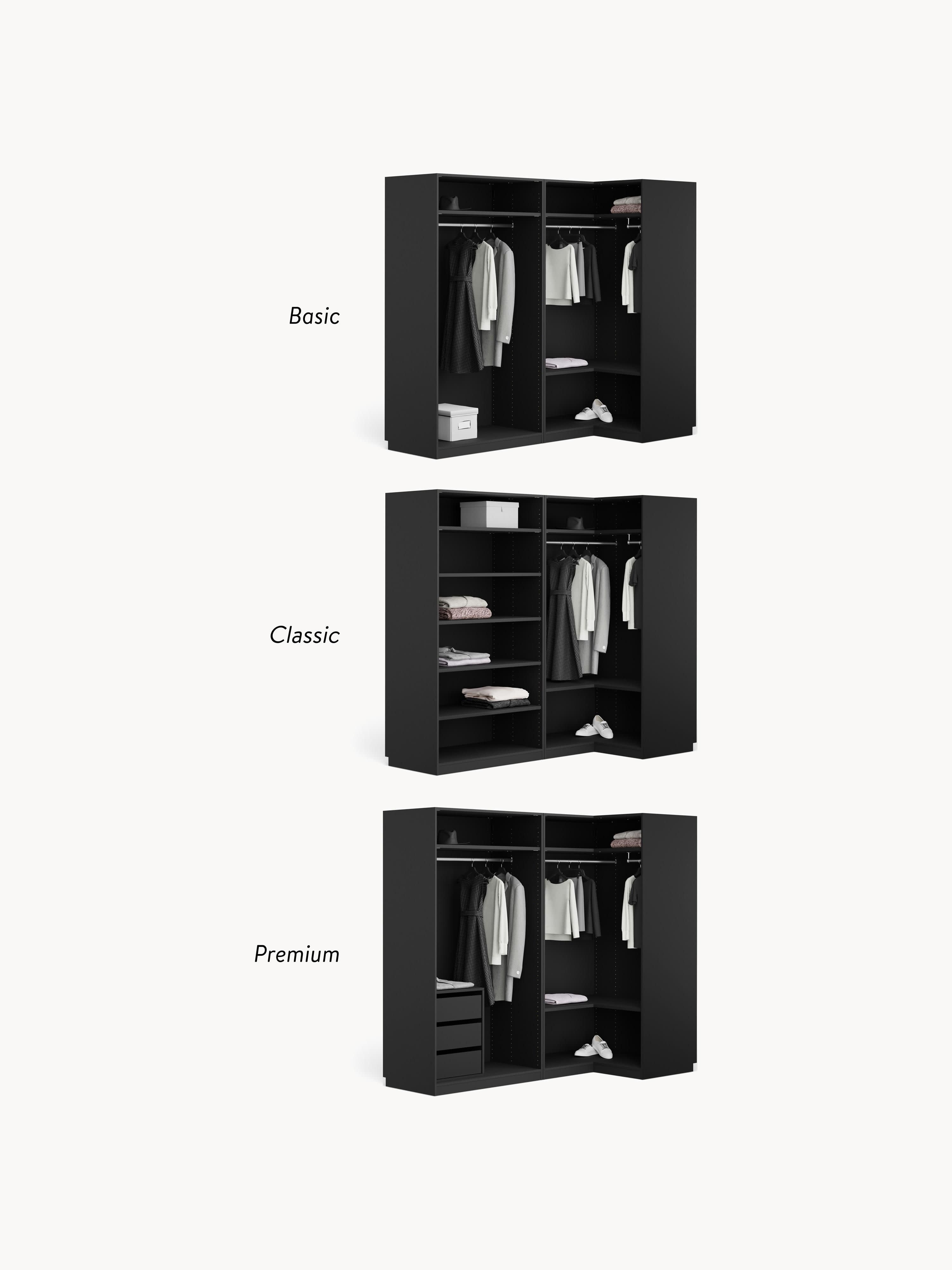 Modularer Eck-Kleiderschrank Simone, 215 cm Breite, in verschiedenen Größen