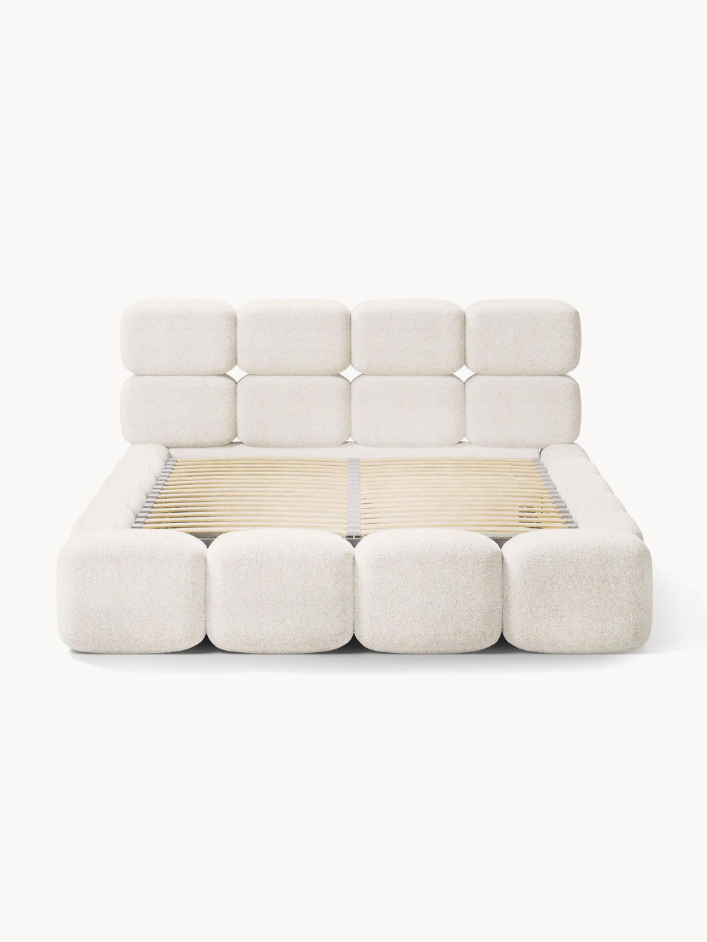 Polsterbett Tayla aus Teddy-Bouclé mit Stauraum