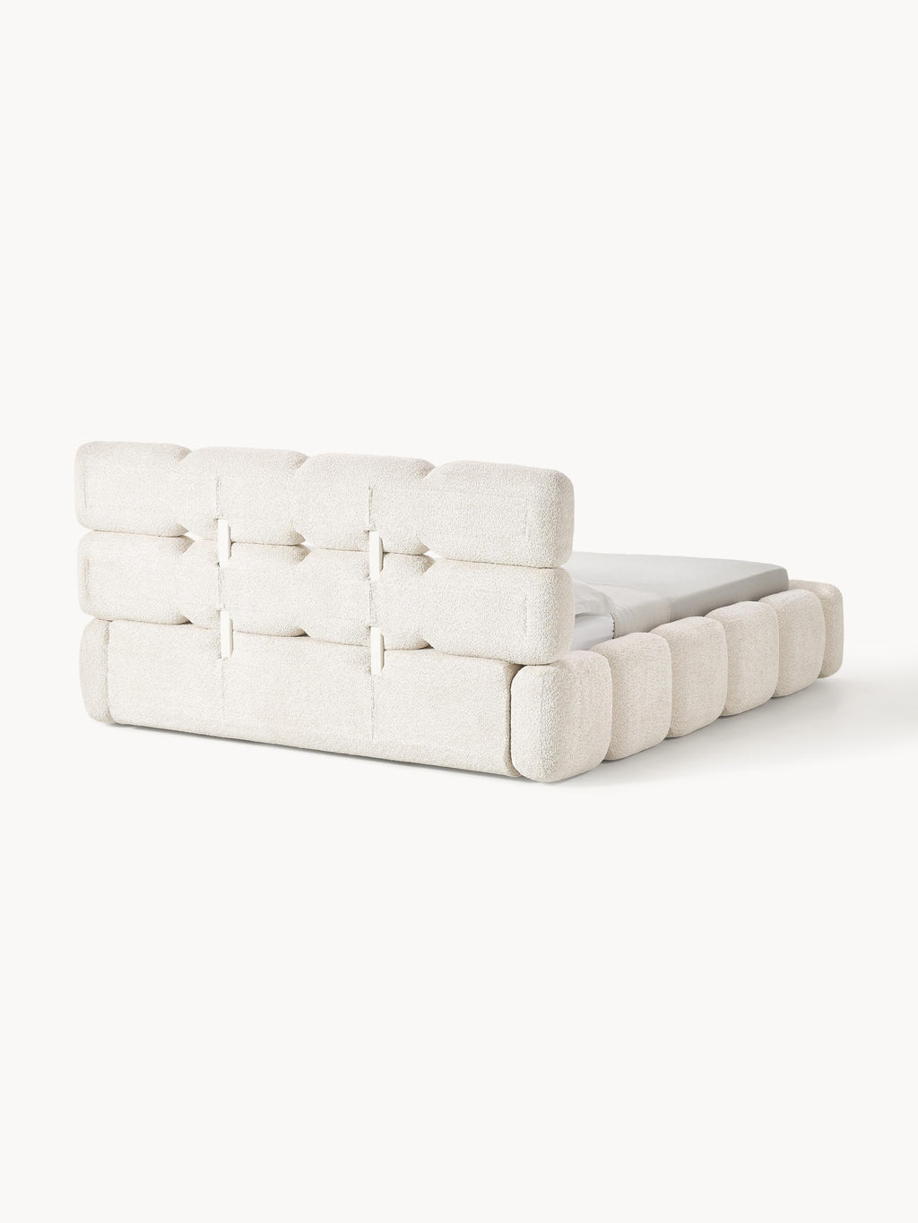 Polsterbett Tayla aus Teddy-Bouclé mit Stauraum