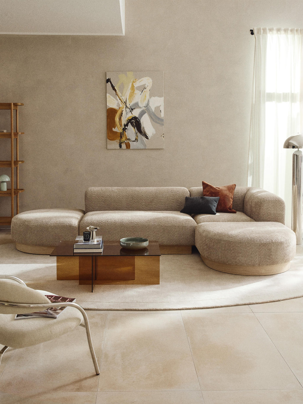 Modulares Ecksofa Natalie aus Teddy-Bouclé