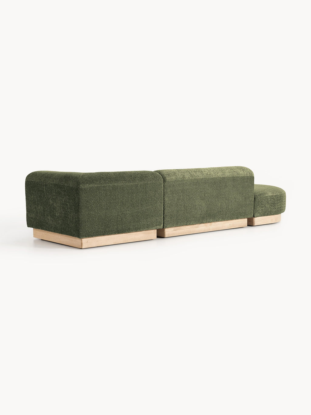Modulare Ottomane Natalie aus Teddy-Bouclé mit Hocker (links/rechts)