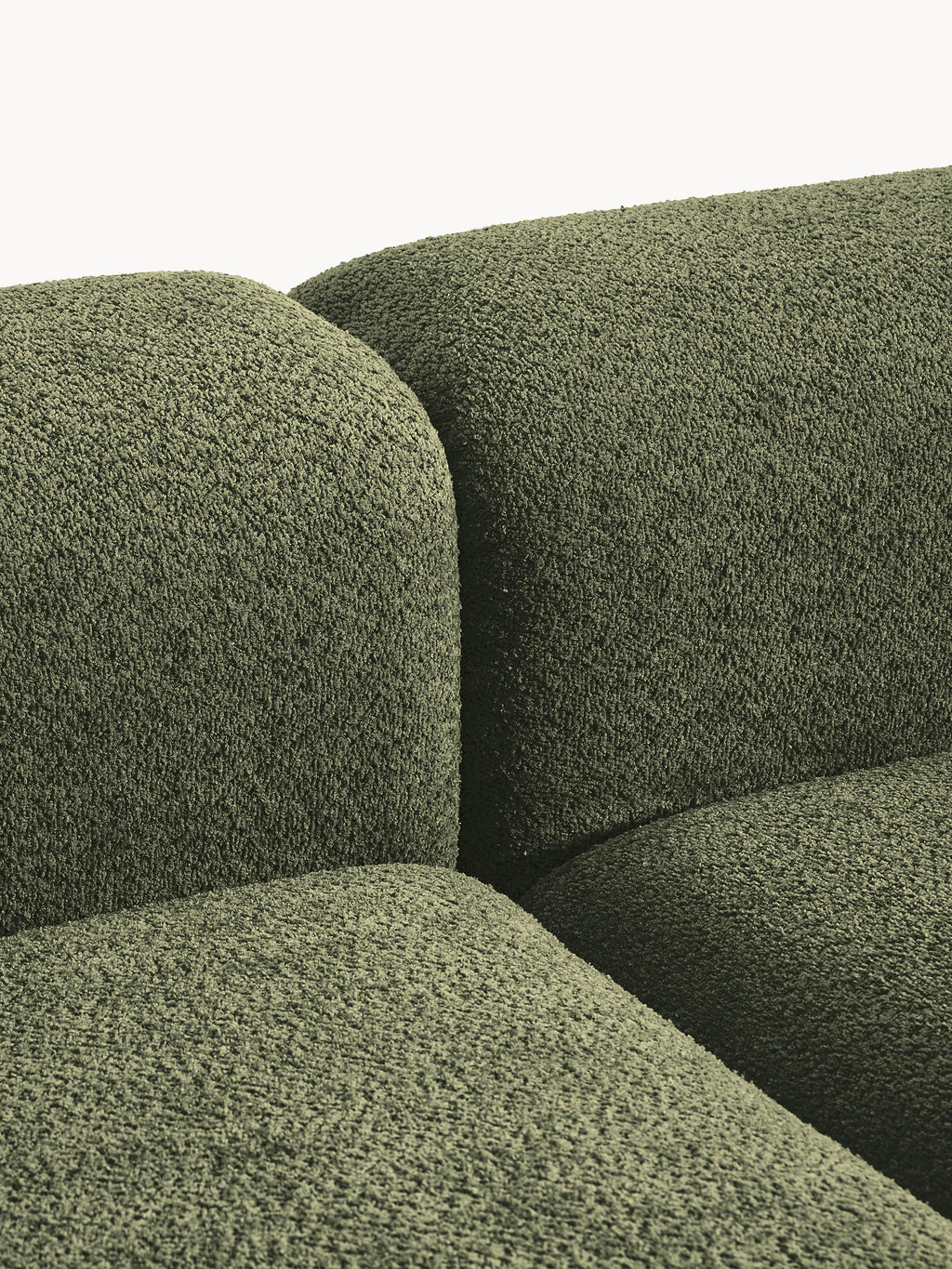 Modulare Ottomane Natalie aus Teddy-Bouclé mit Hocker (links/rechts)
