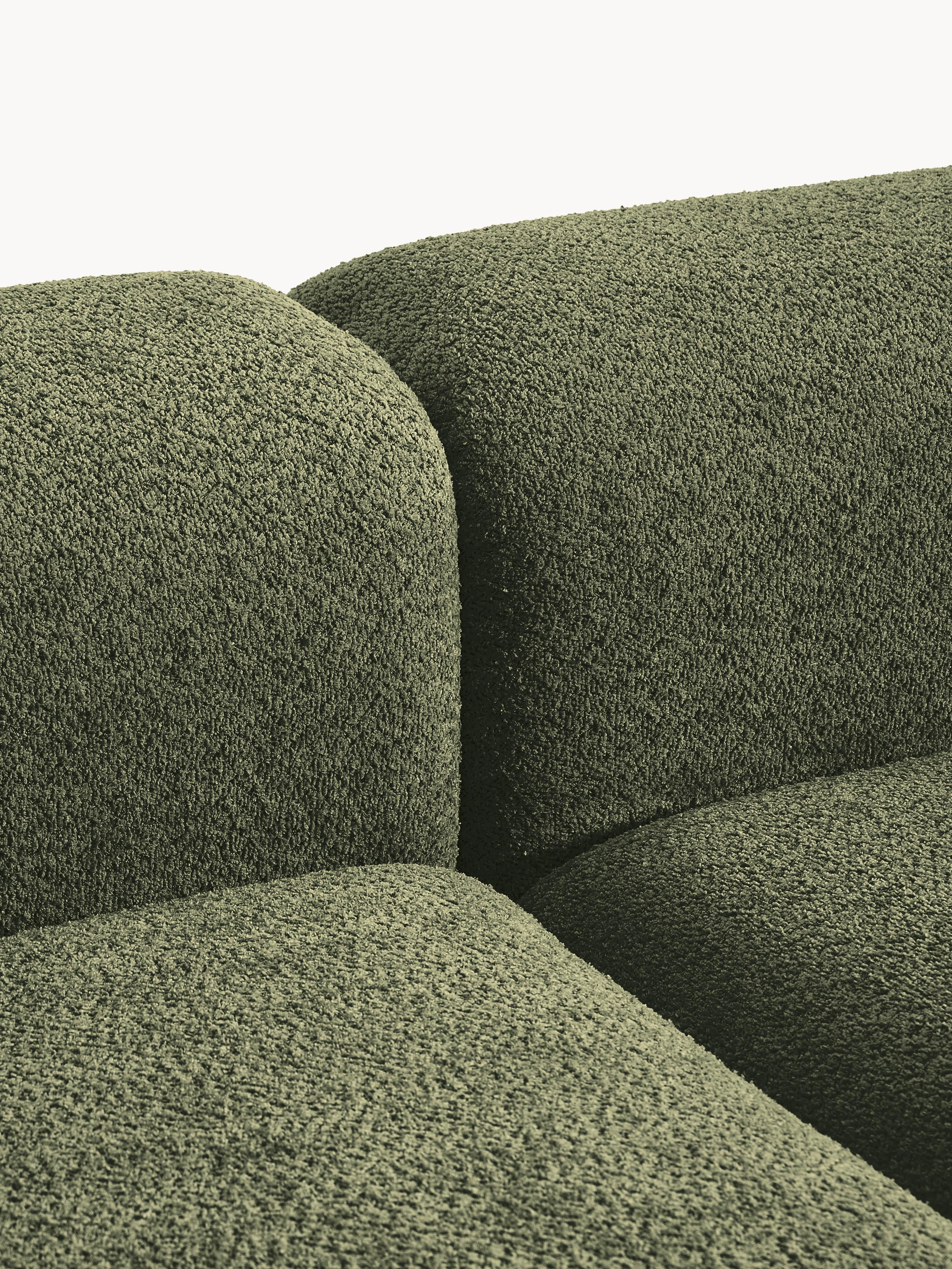 Modulare Ottomane Natalie aus Teddy-Bouclé mit Hocker (links/rechts)