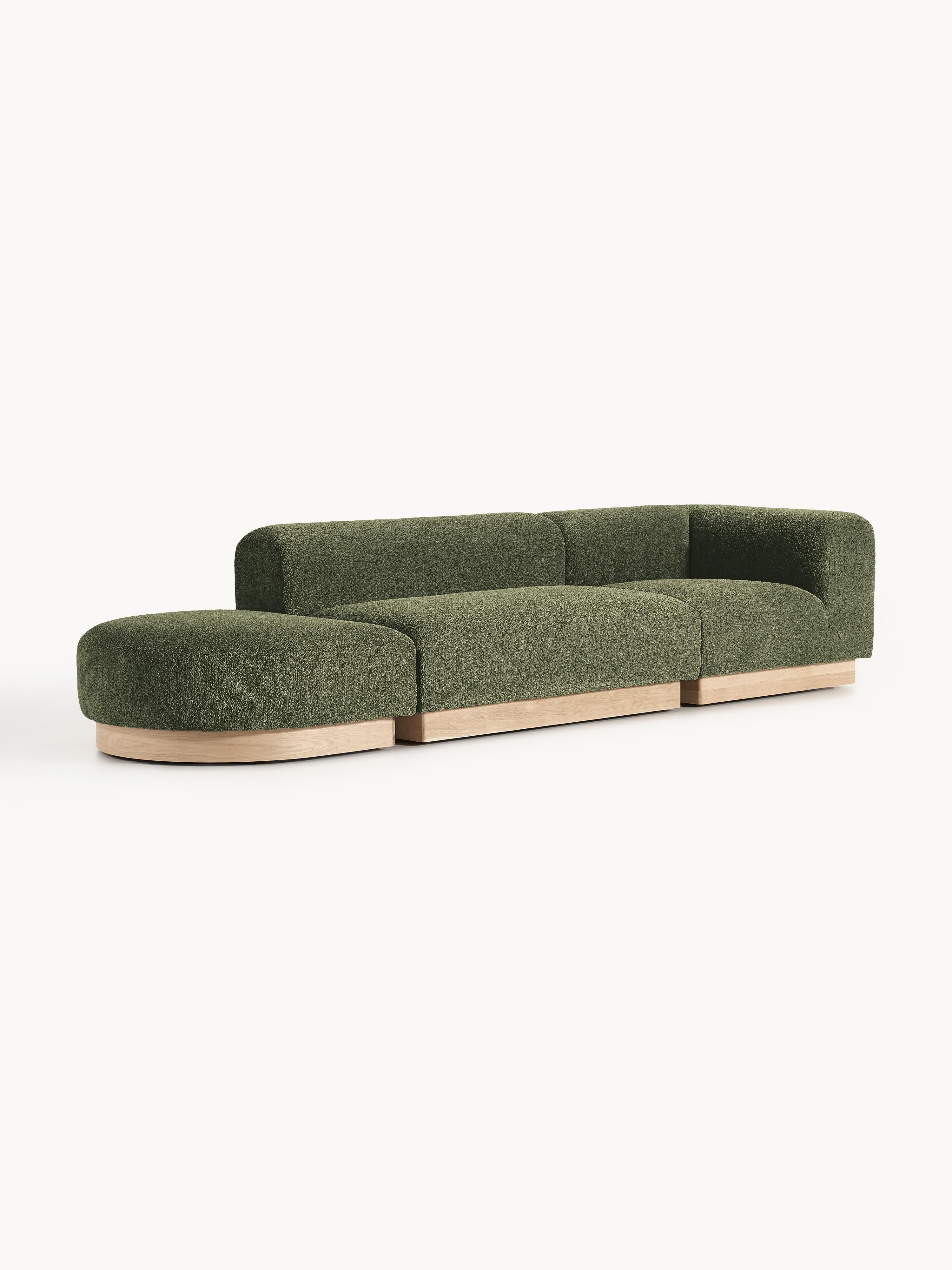 Modulare Ottomane Natalie aus Teddy-Bouclé mit Hocker (links/rechts)
