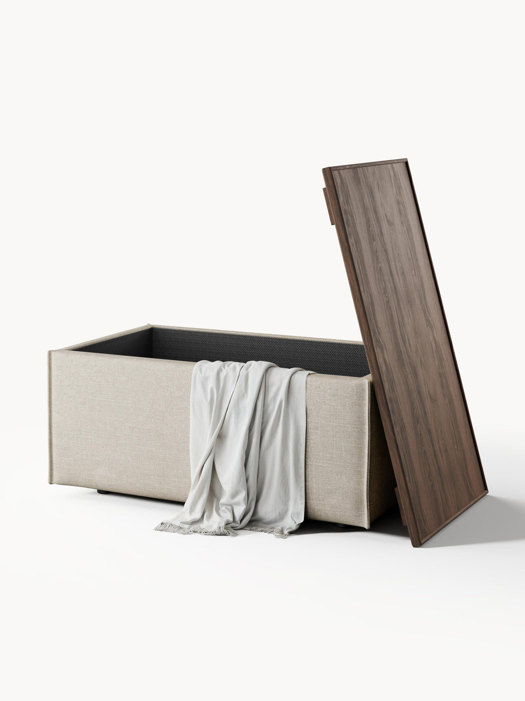 Sofa-Hocker Lennon aus Leinen-Mix mit Stauraum