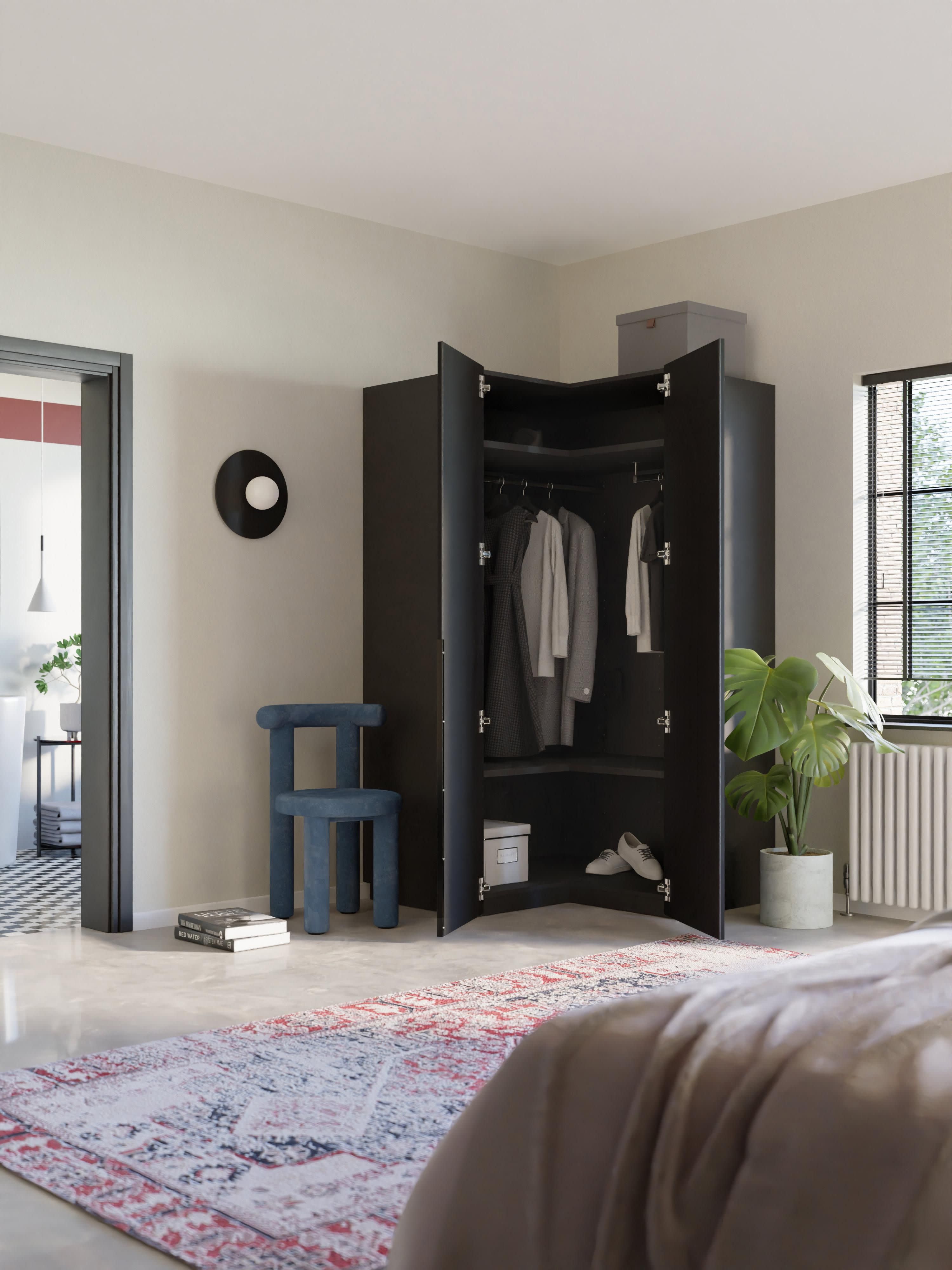 Modularer Eck-Kleiderschrank Leon, 115 cm Breite, in verschiedenen Größen