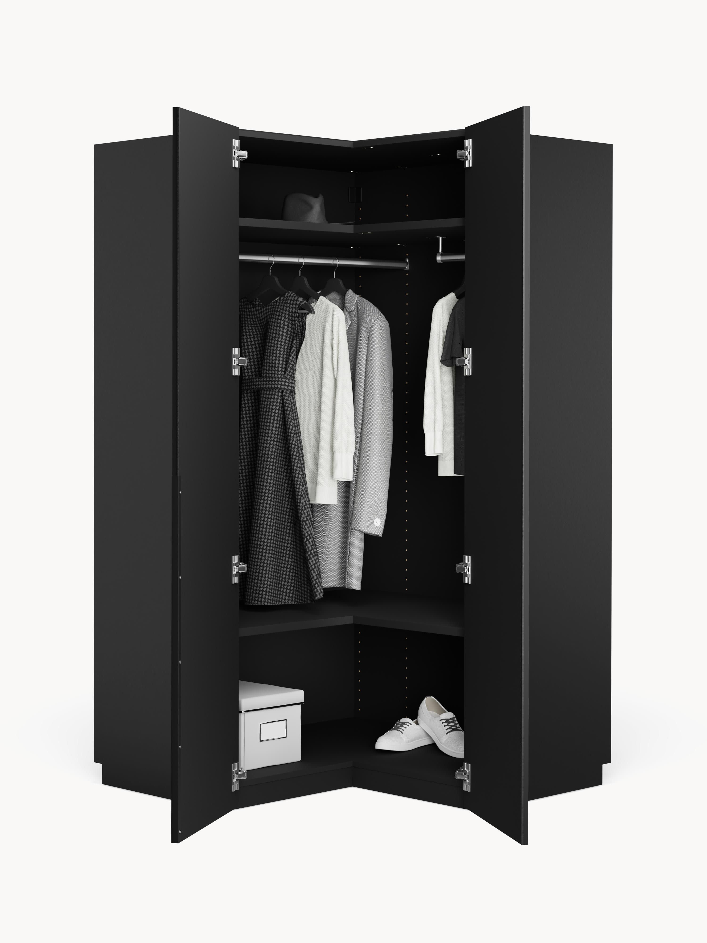 Modularer Eck-Kleiderschrank Leon, 115 cm Breite, in verschiedenen Größen