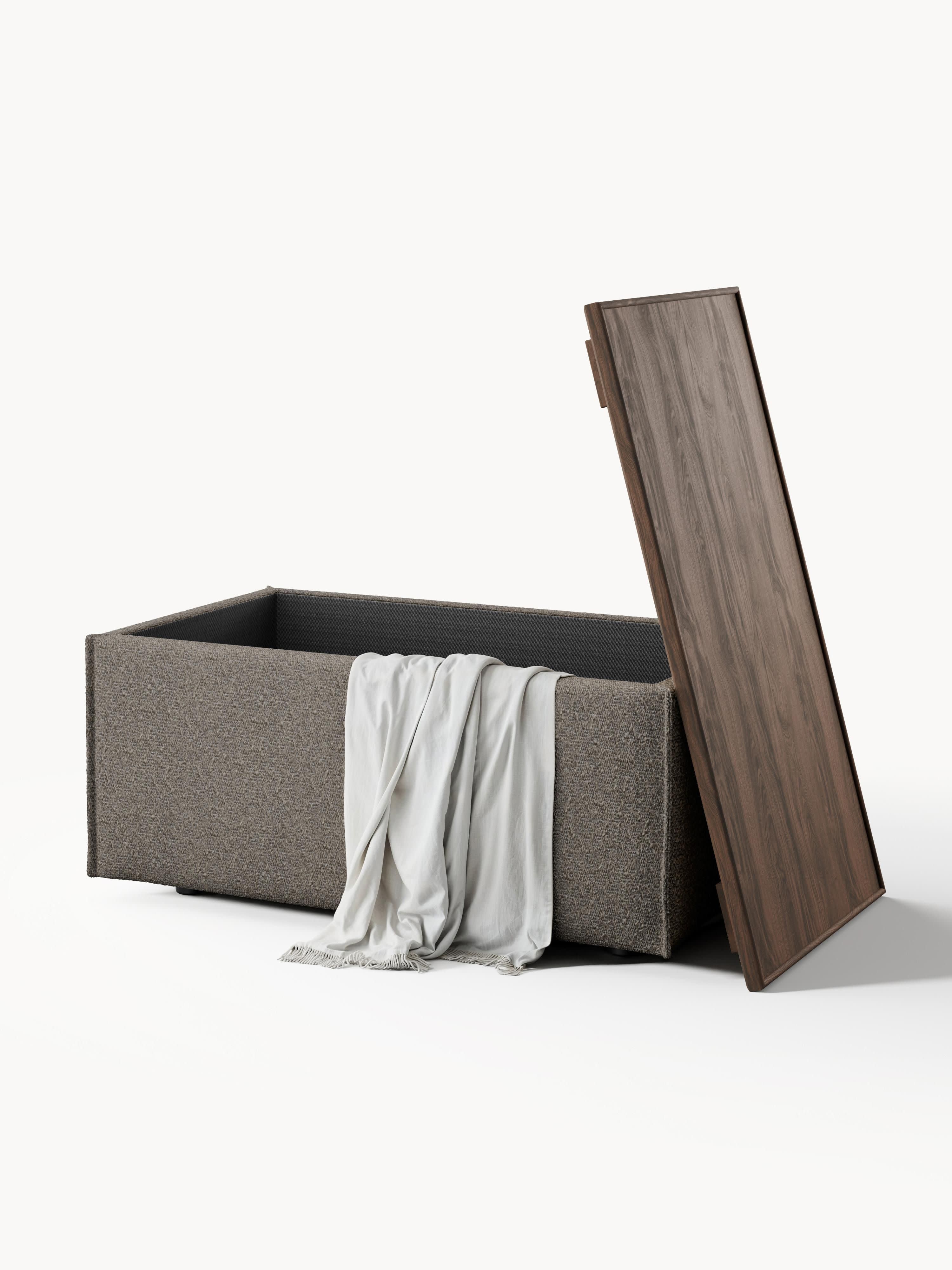 Sofa-Hocker Lennon aus Bouclé mit Stauraum