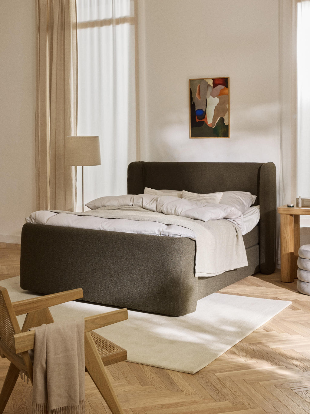 Bouclé-Boxspringbett Perla