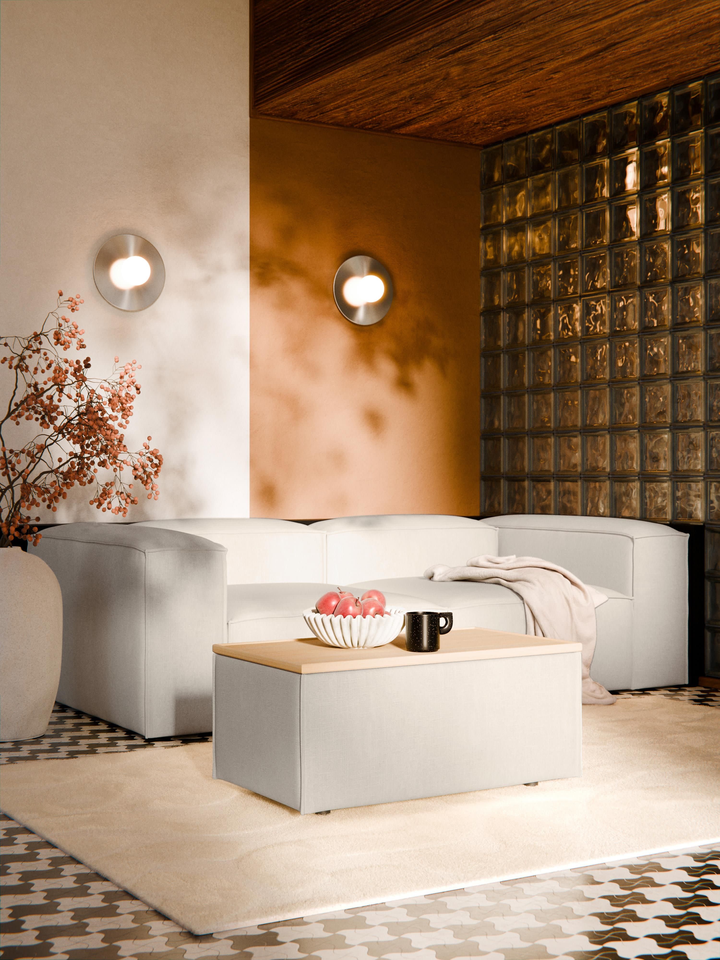 Sofa-Hocker Lennon aus Leinen-Mix mit Stauraum