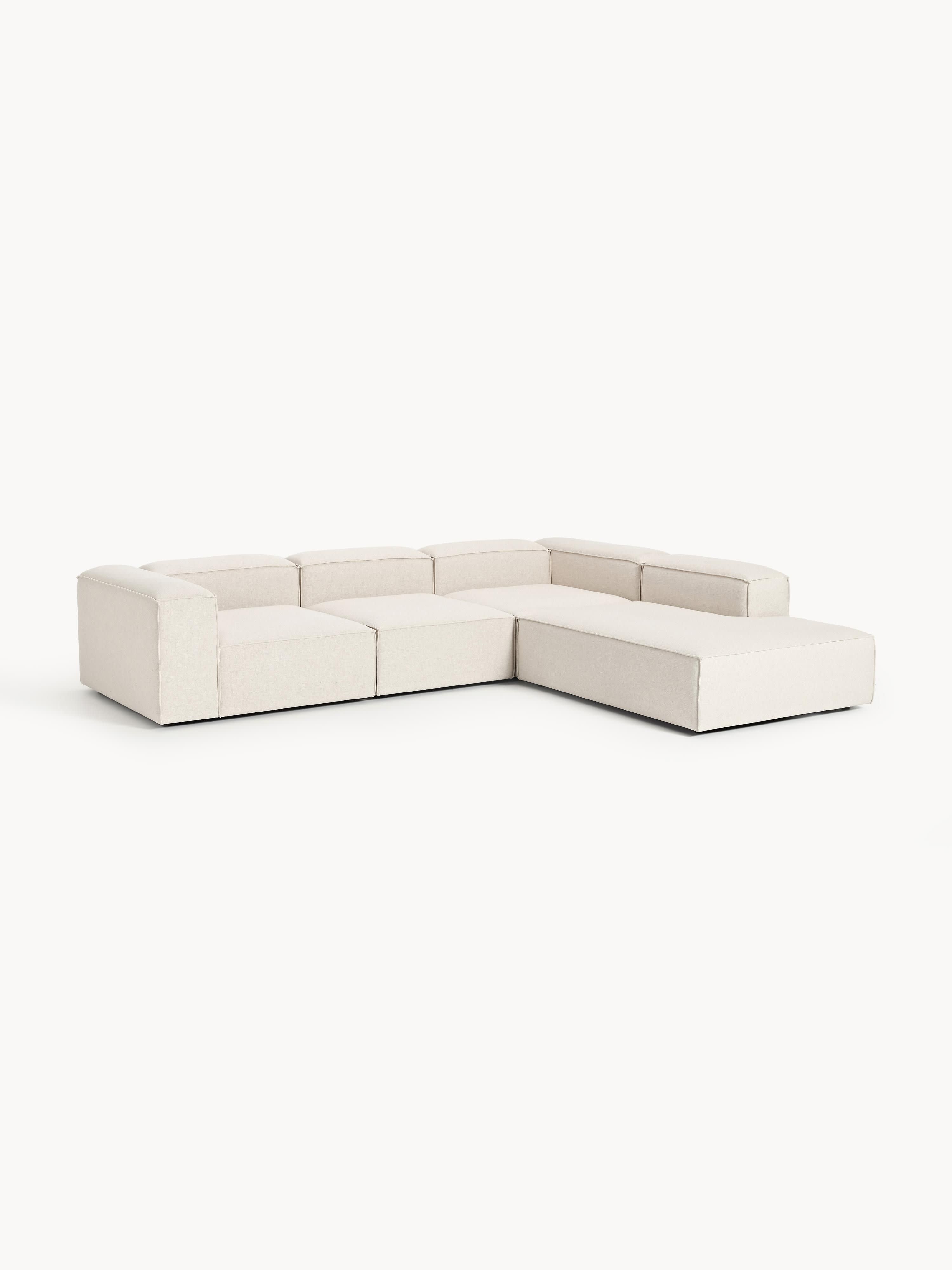 Modulares XL-Ecksofa Lennon (4-Sitzer) aus Leinen-Mix