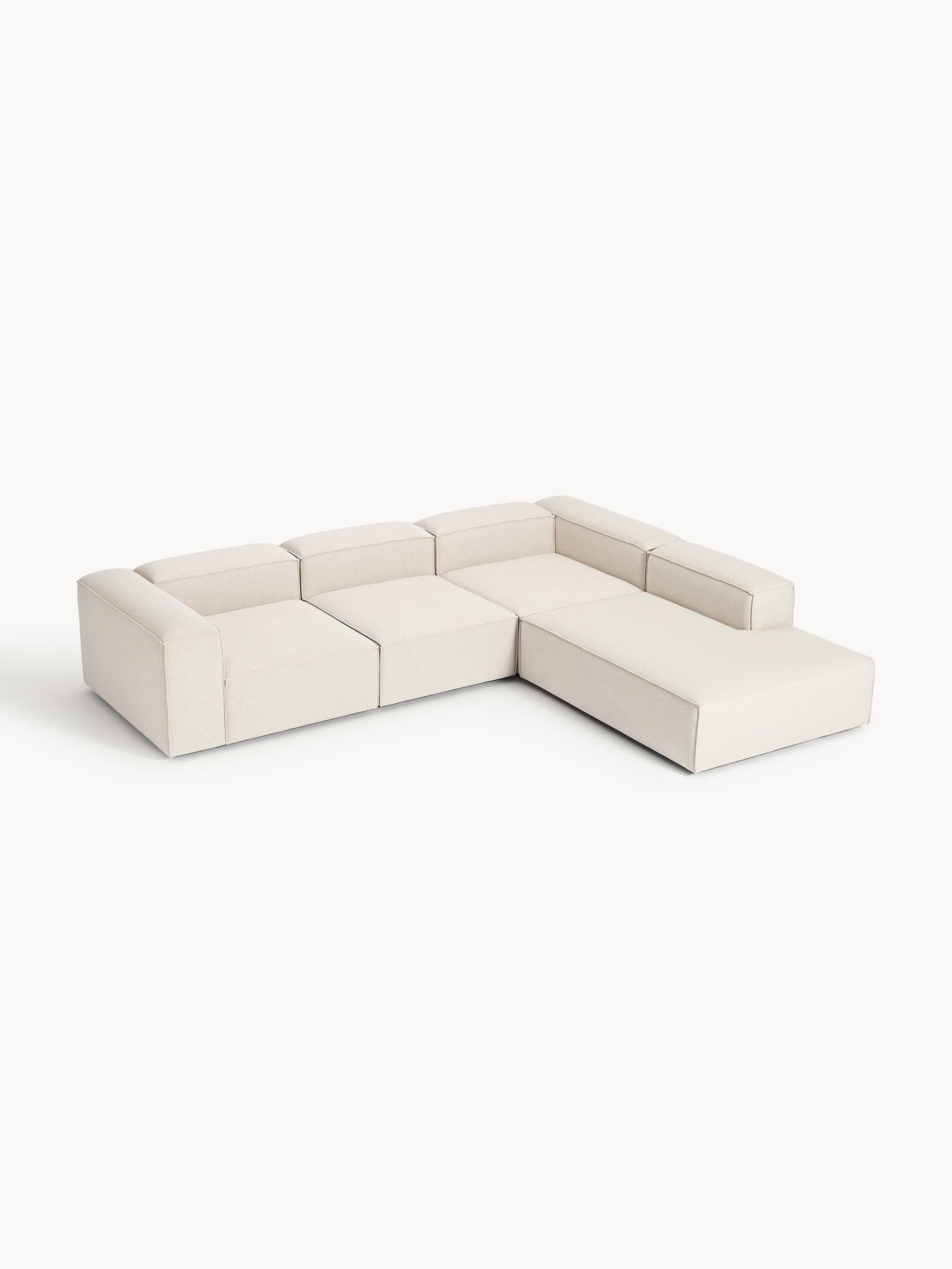 Galeriebild 1 - Modulares XL-Ecksofa Lennon (4-Sitzer) aus Leinen-Mix