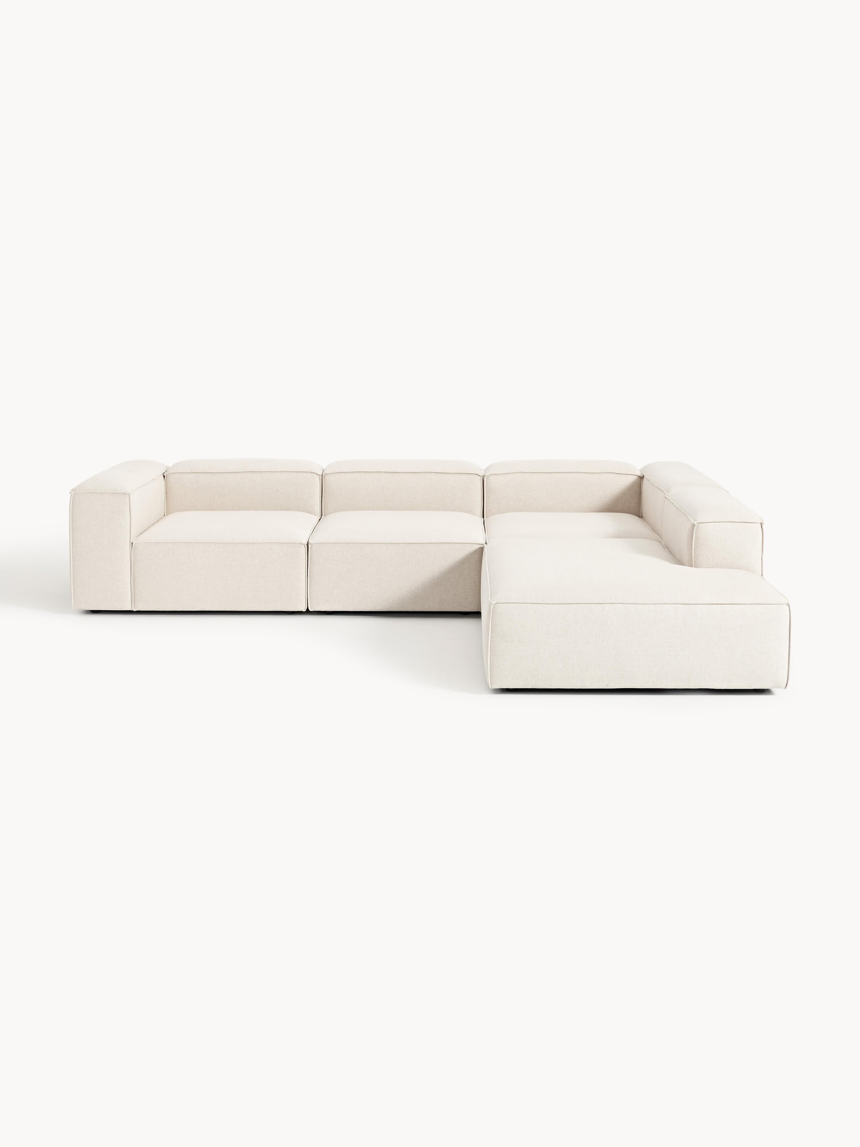 Modulares XL-Ecksofa Lennon (4-Sitzer) aus Leinen-Mix