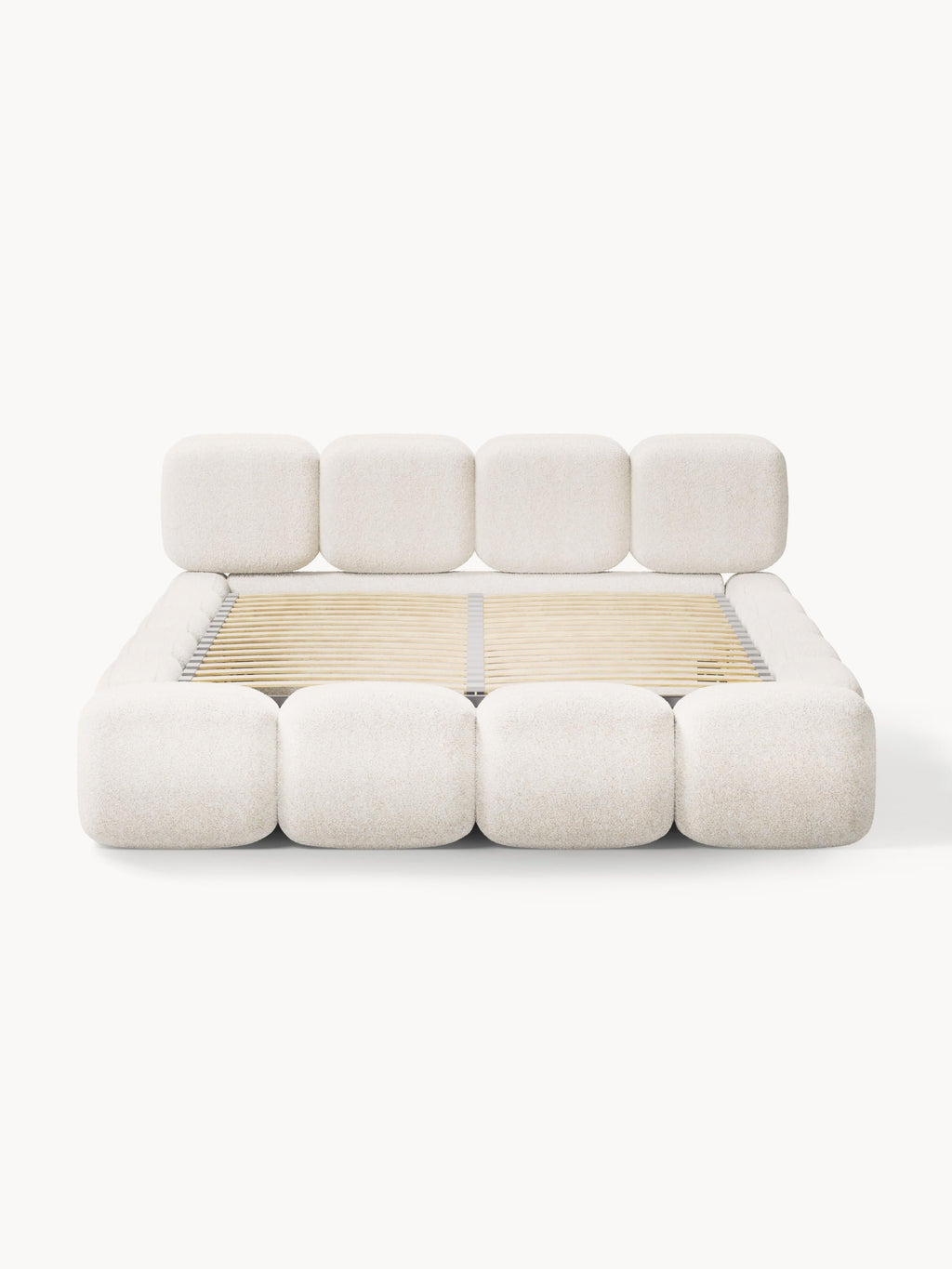 Polsterbett Tayla aus Teddy-Bouclé mit Stauraum