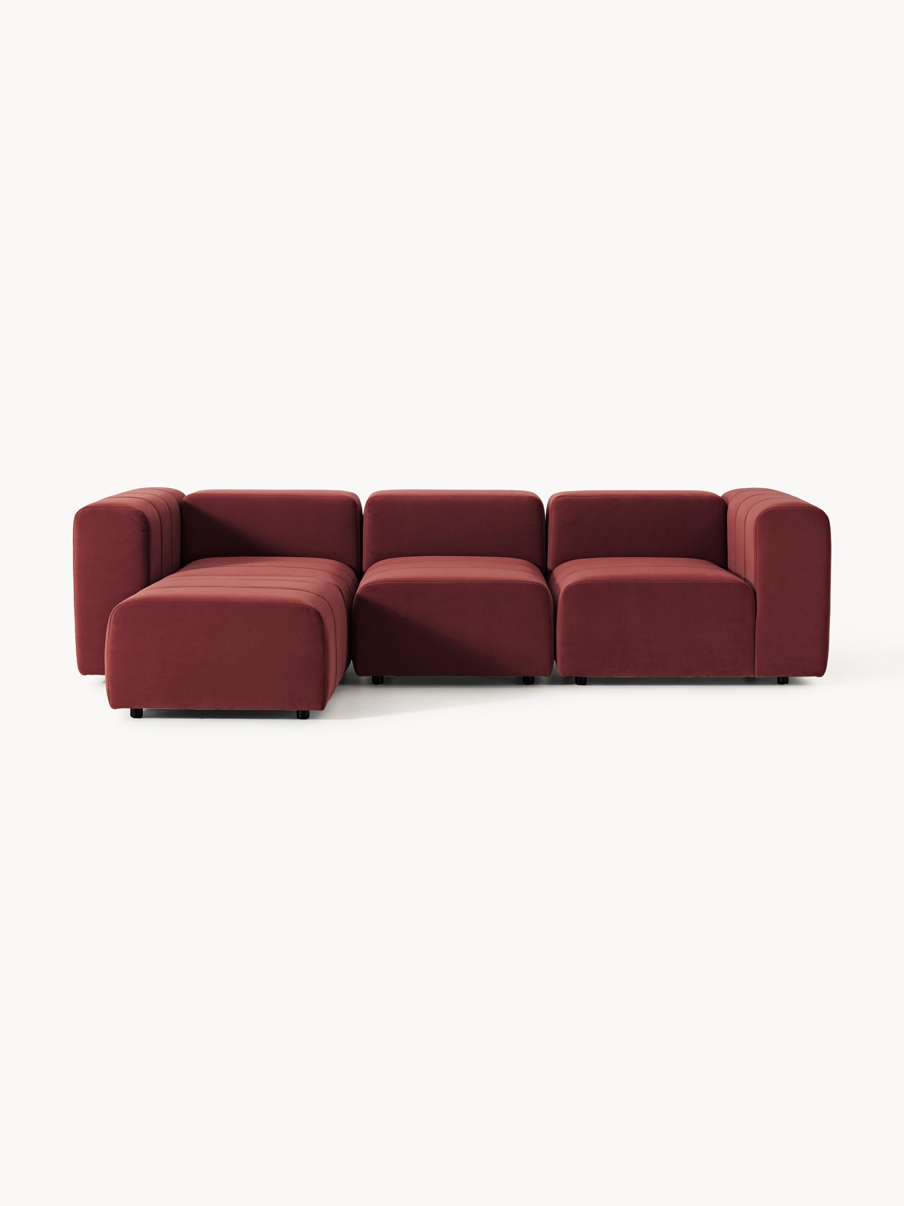 Galeriebild 1 - Modulares Samt-Sofa Lena (4-Sitzer) mit Hocker (links/rechts)