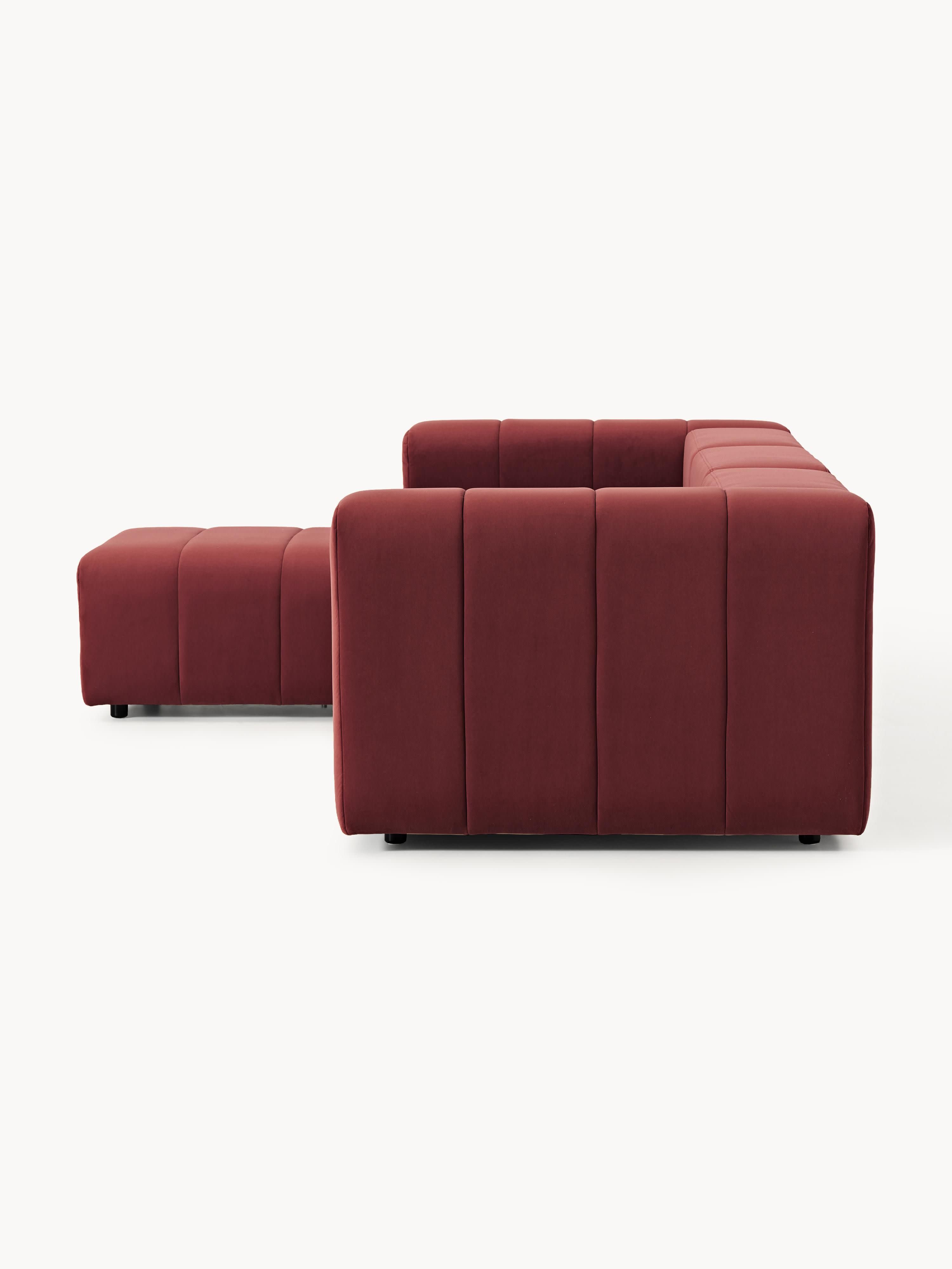 Modulares Samt-Sofa Lena (4-Sitzer) mit Hocker (links/rechts)