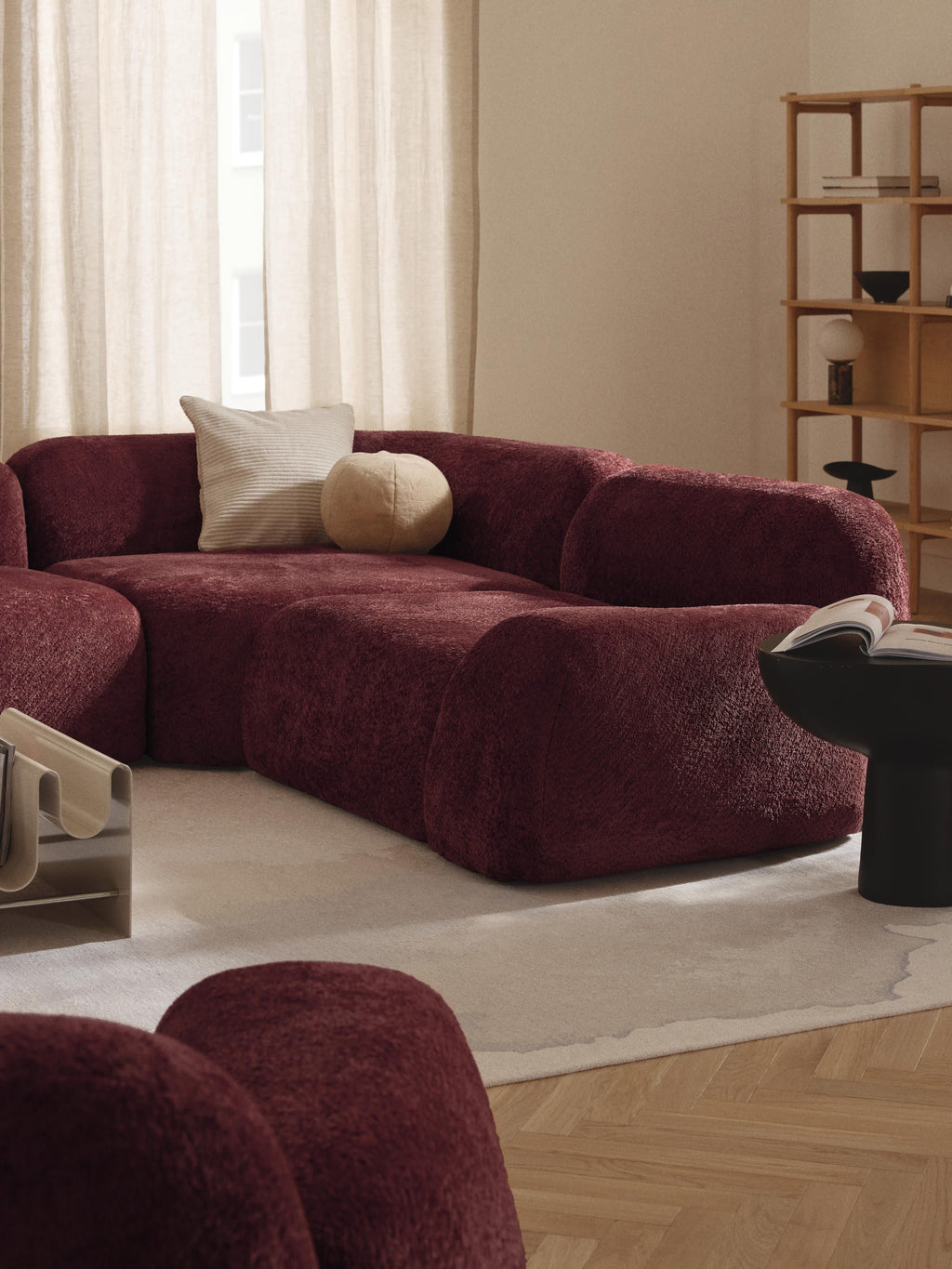 Rundes Teddy-Bouclé-Eckmodul Wolke