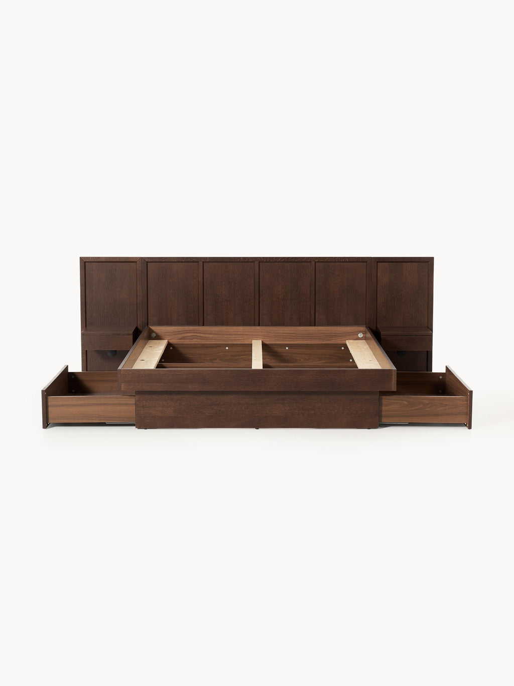 Holzbett Nanto mit Nachttischen und Kopfteil