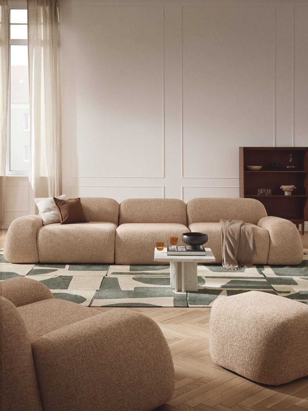 Modulares Bouclé-Sofa Wolke (4-Sitzer)