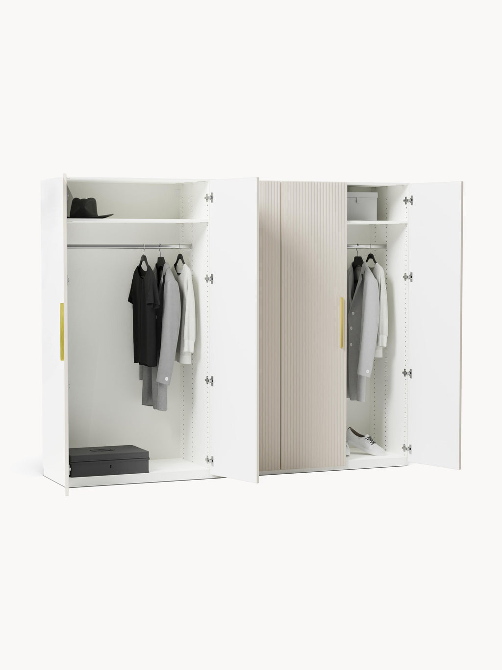 Modularer Drehtürenschrank Simone, 250 cm Breite, in verschiedenen Größen
