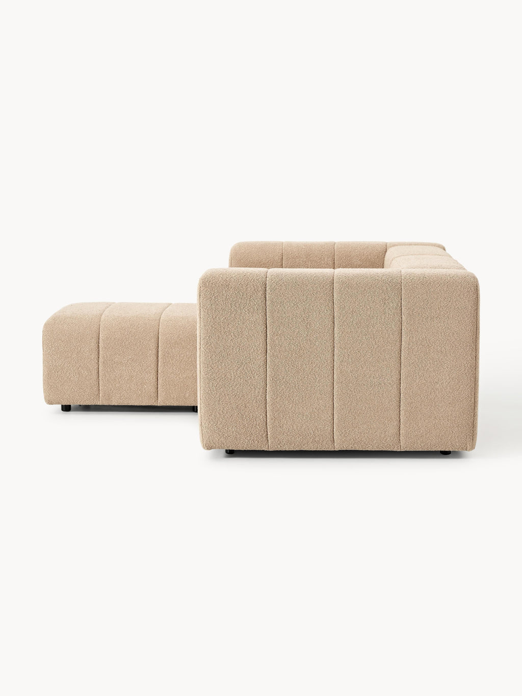 Modulares Bouclé-Sofa Lena (3-Sitzer) mit Hocker (links/rechts)