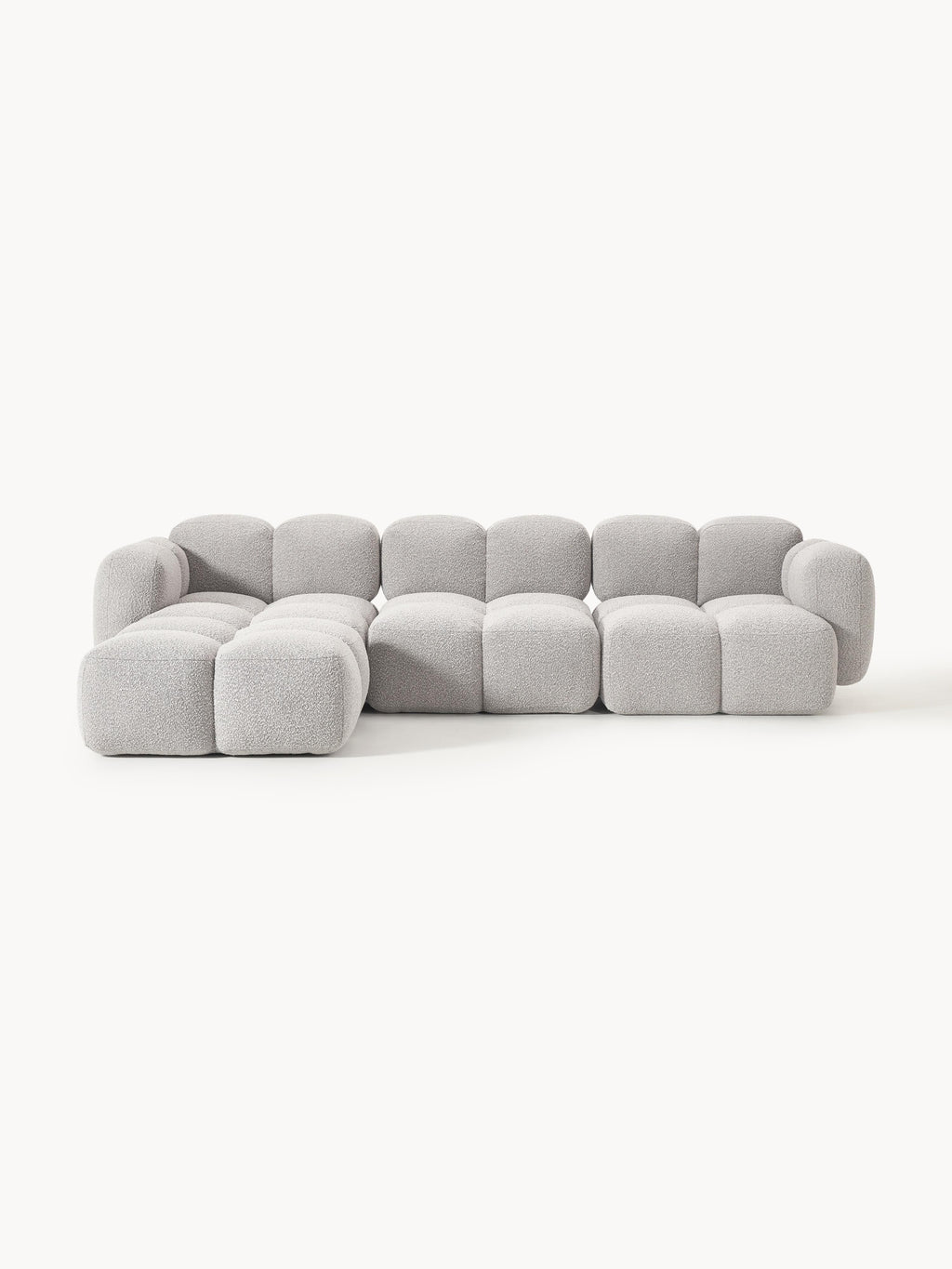 Galeriebild 1 - Modulares Sofa Tayla (4-Sitzer) aus Bouclé mit Hocker (links/rechts)