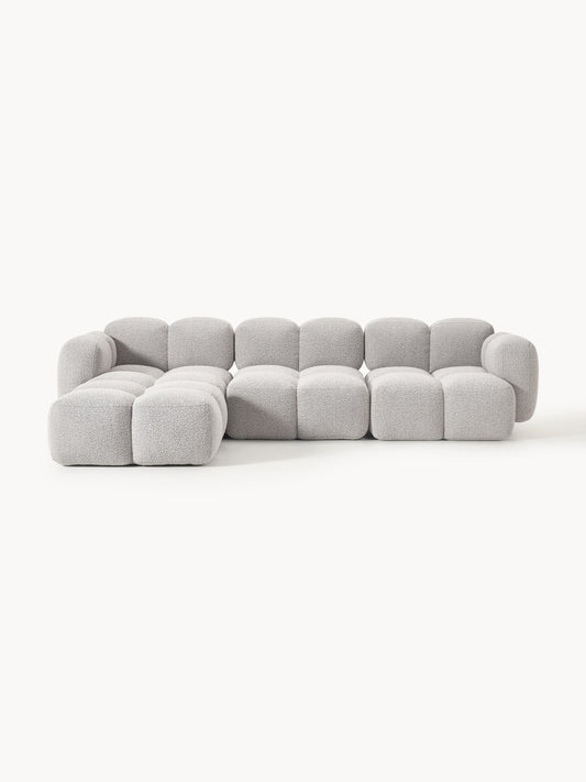 Galeriebild 1 - Modulares Sofa Tayla (4-Sitzer) aus Bouclé mit Hocker (links/rechts)