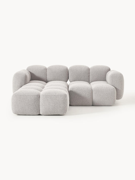 Galeriebild 1 - Modulares Sofa Tayla (3-Sitzer) aus Bouclé mit Hocker (links/rechts)