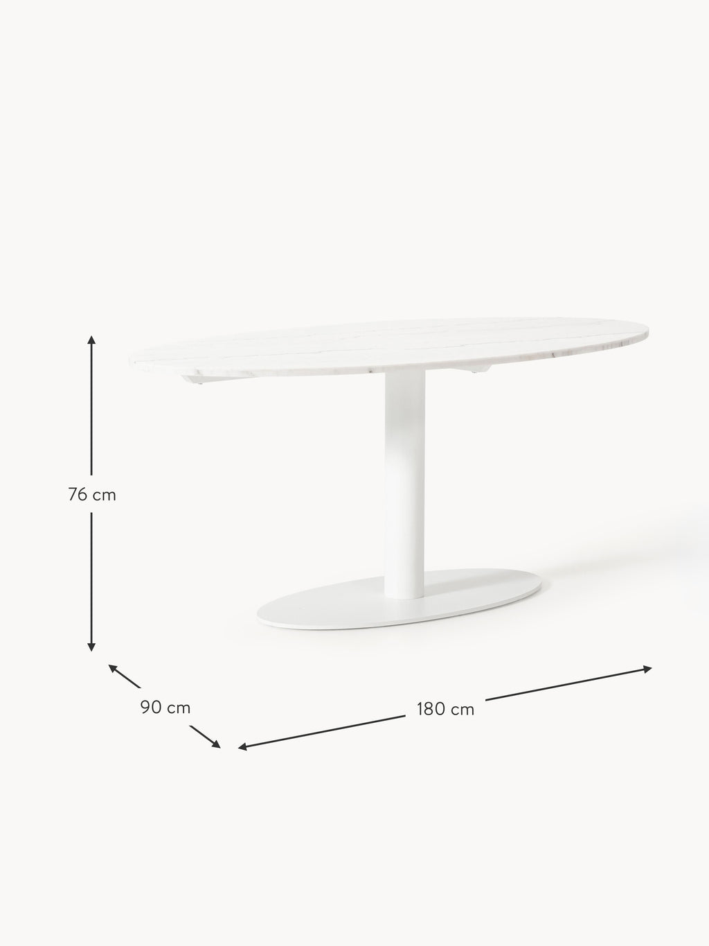Ovaler Marmor-Esstisch Miley, 180 x 90 cm