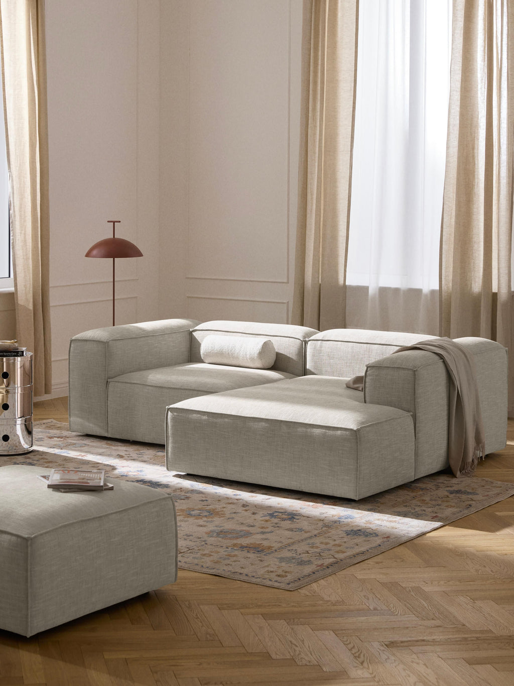 Modulares Ecksofa Lennon (2-Sitzer) aus Leinen-Mix