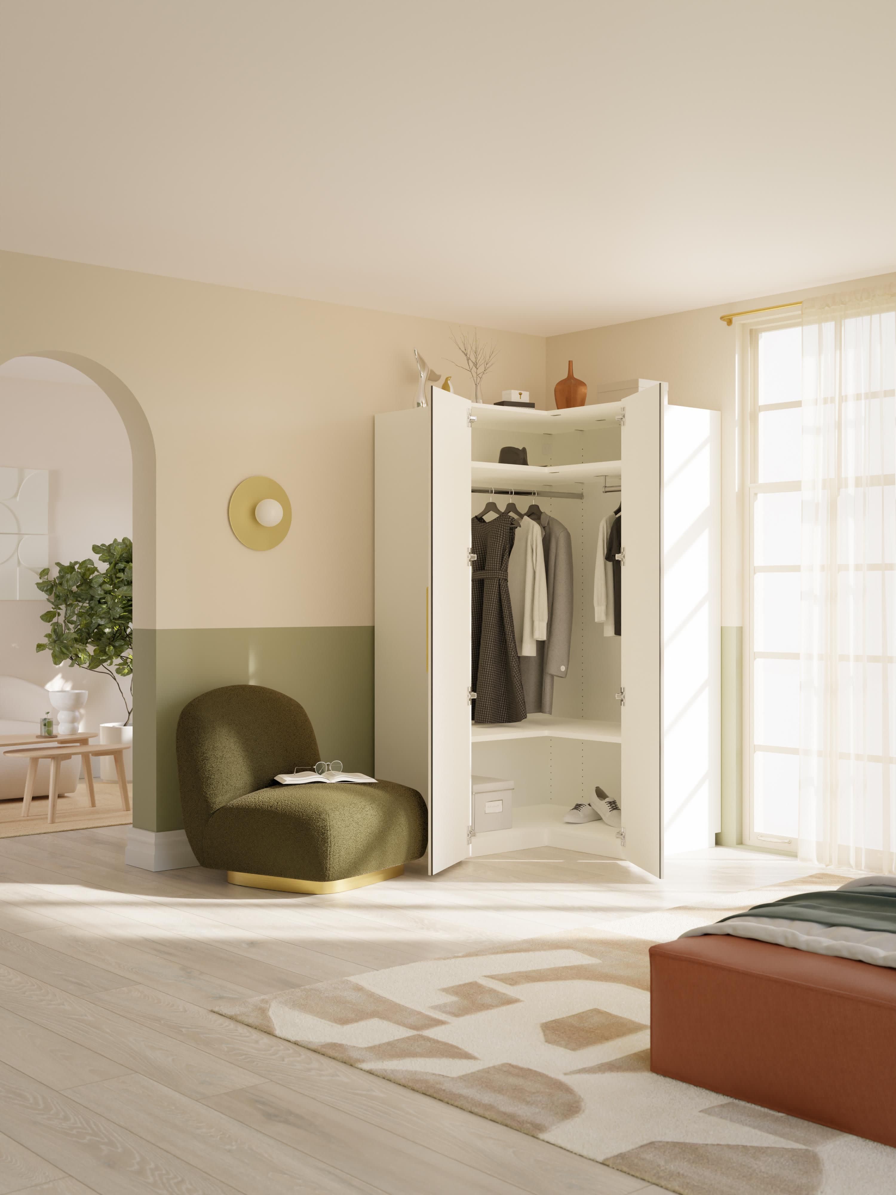Modularer Eck-Kleiderschrank Simone, 115 cm Breite