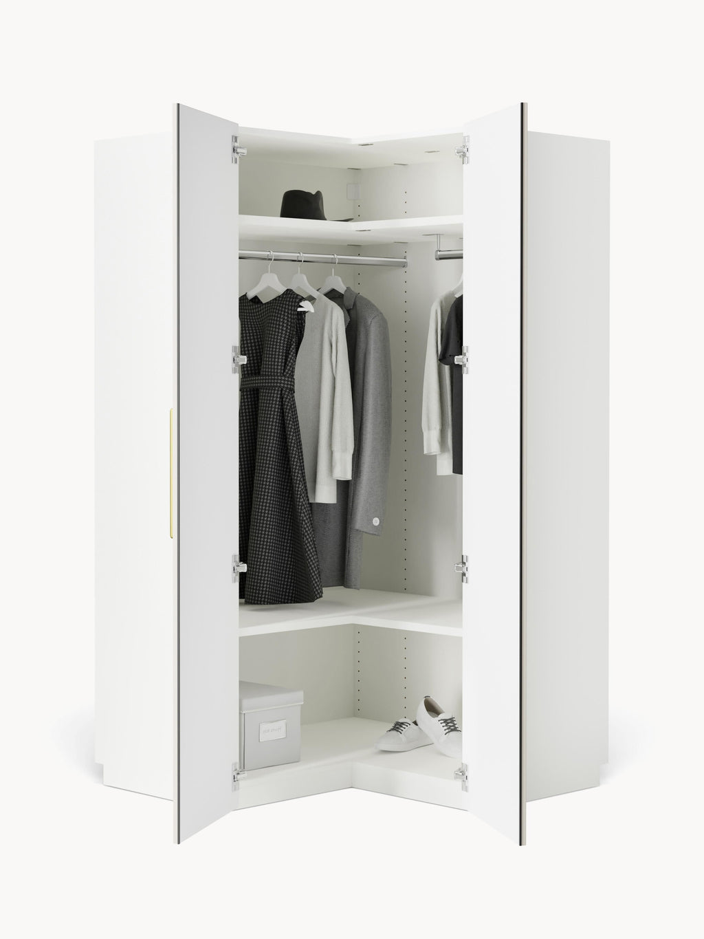 Modularer Eck-Kleiderschrank Simone, 115 cm Breite