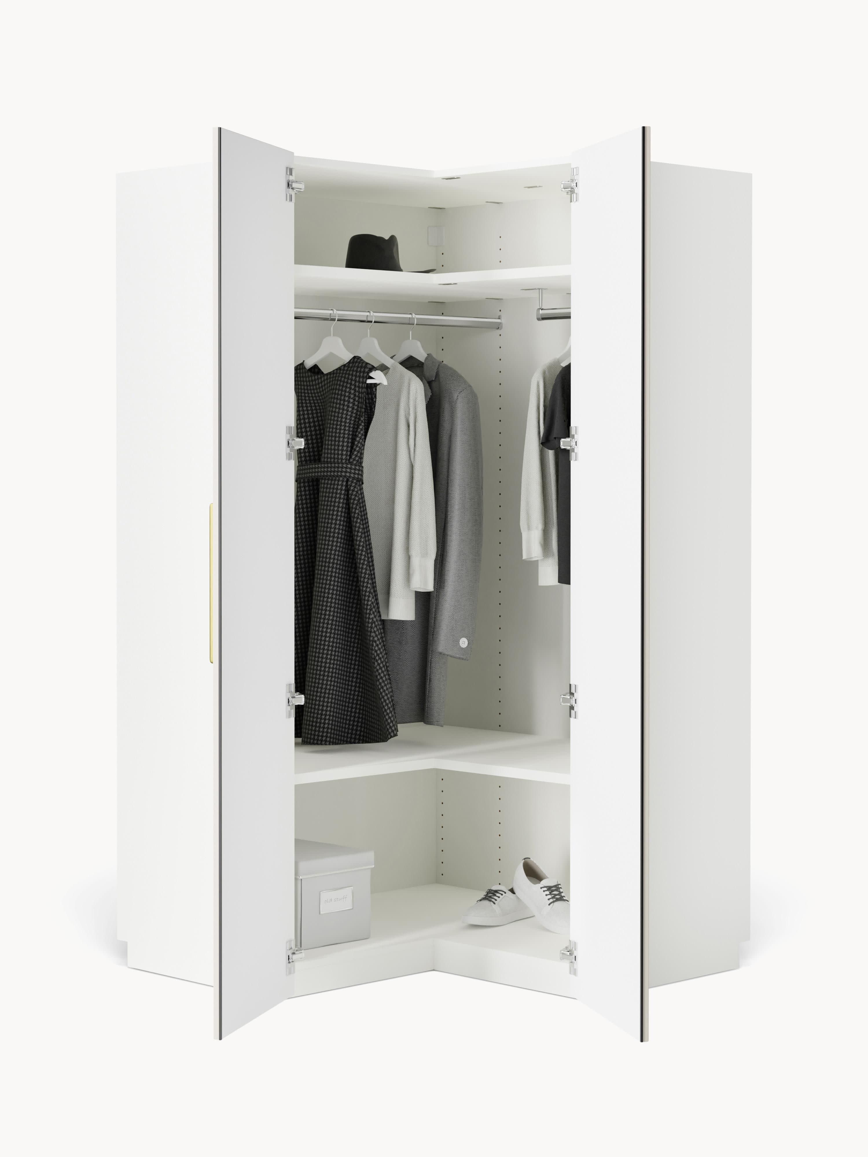 Modularer Eck-Kleiderschrank Simone, 115 cm Breite
