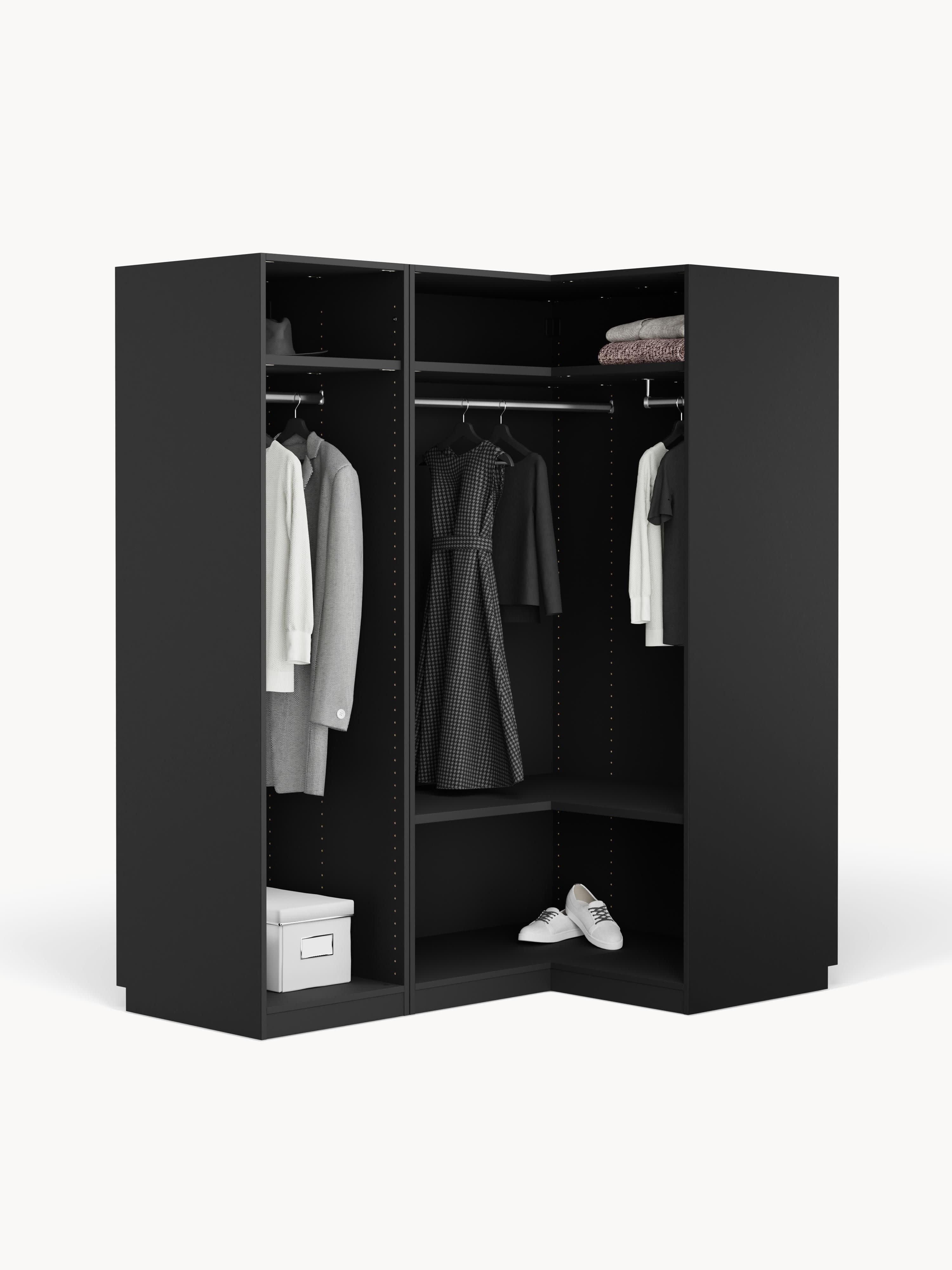 Modularer Eck-Kleiderschrank Leon, 165 cm Breite, in verschiedenen Größen