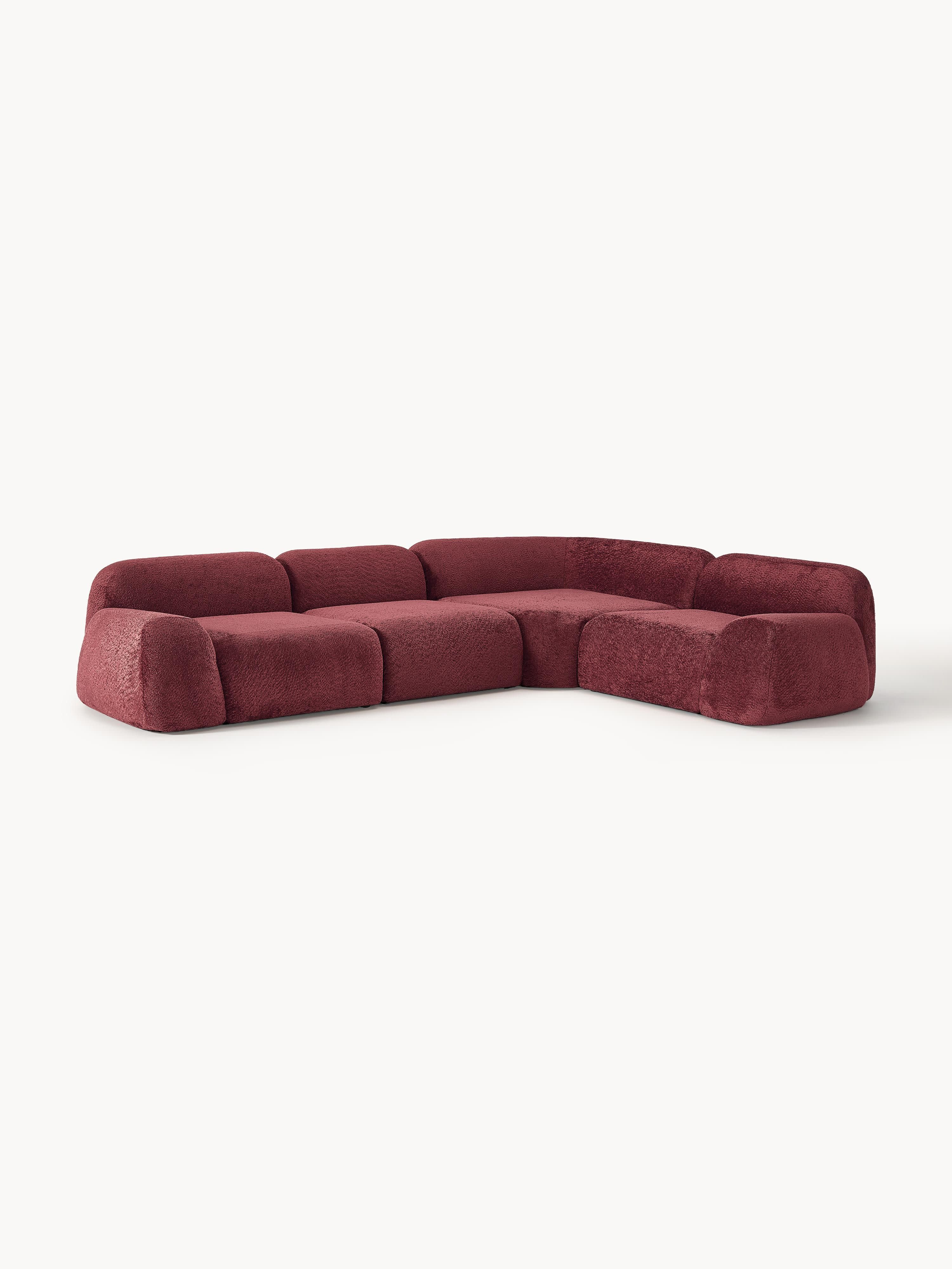 Modulares Teddy-Bouclé-Ecksofa Wolke (4-Sitzer)