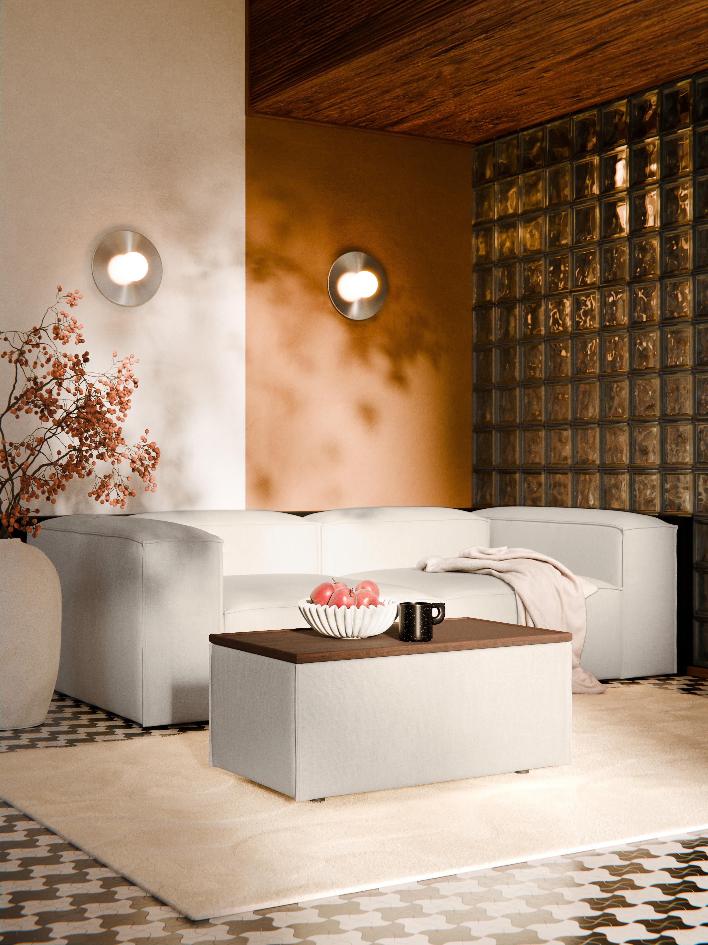 Sofa-Hocker Lennon aus Leinen-Mix mit Stauraum