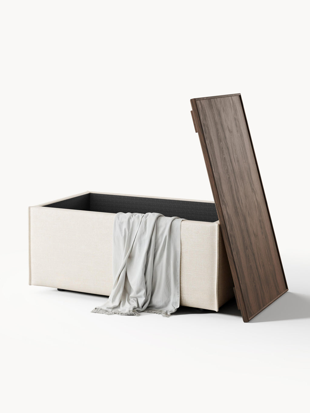 Sofa-Hocker Lennon aus Leinen-Mix mit Stauraum
