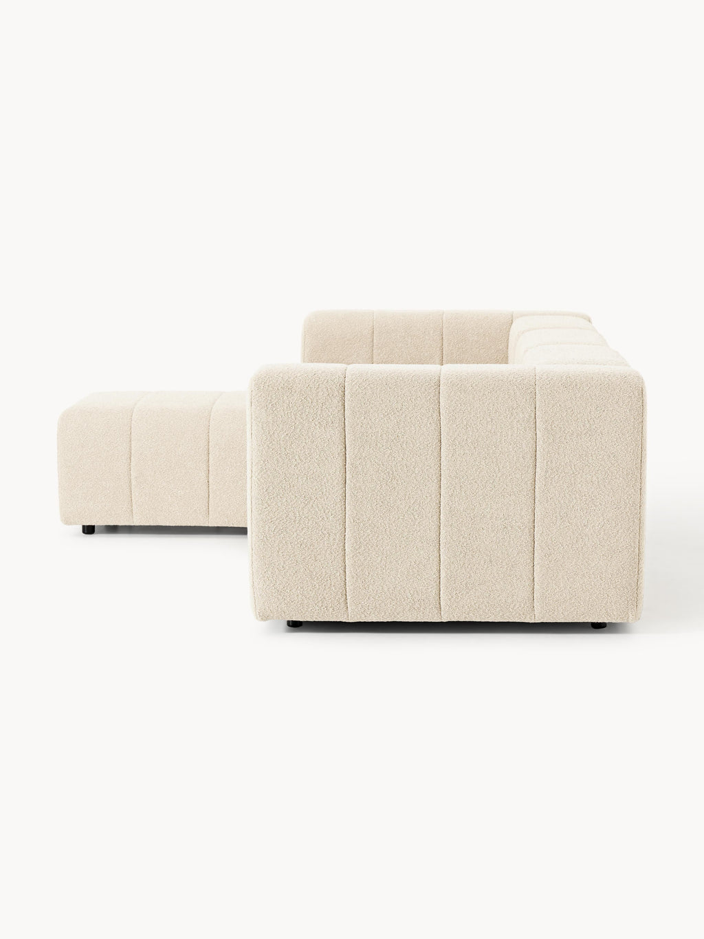 Modulares Bouclé-Sofa Lena (4-Sitzer) mit Hocker (links/rechts)
