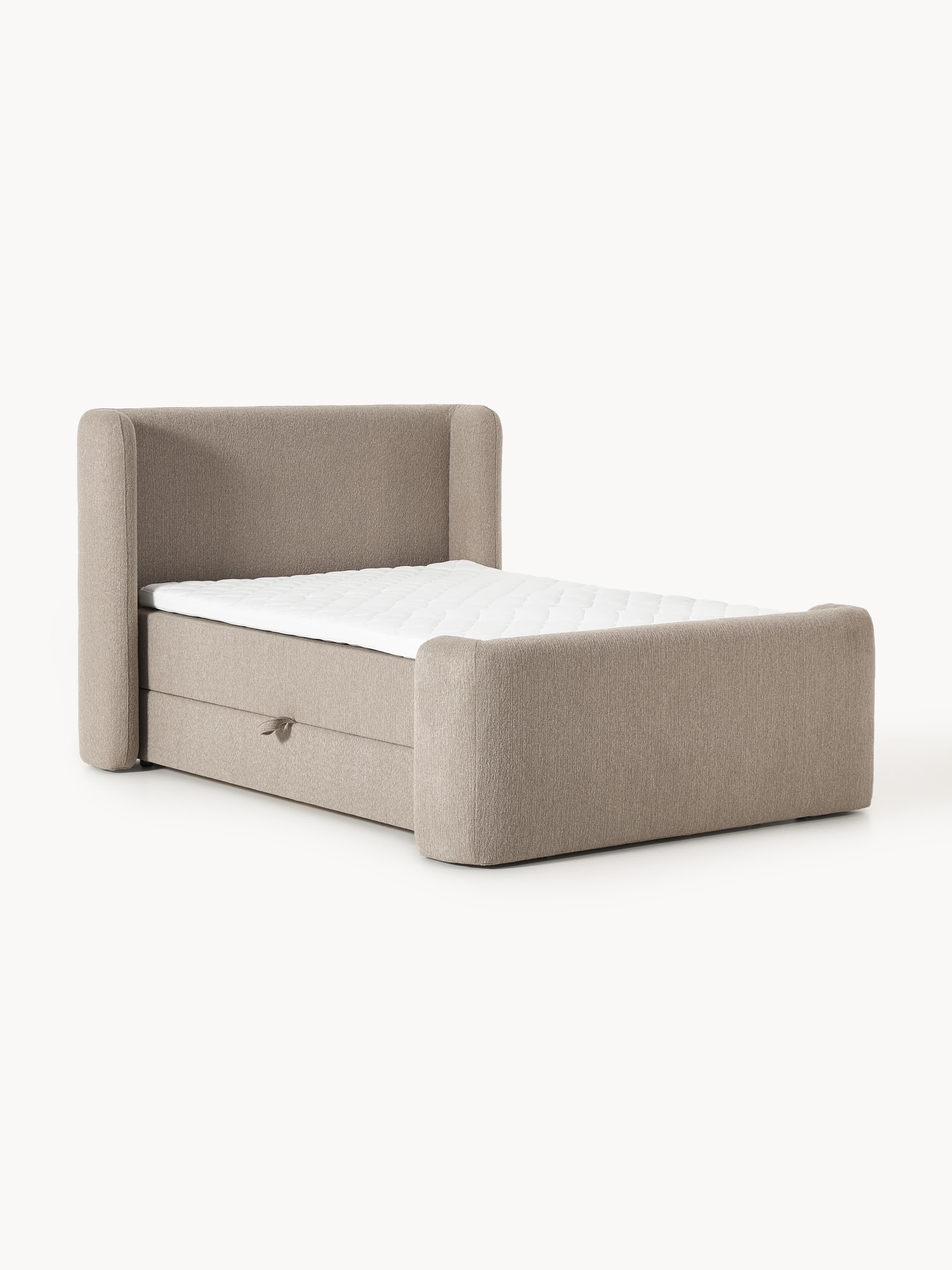 Bouclé-Boxspringbett Perla mit Stauraum