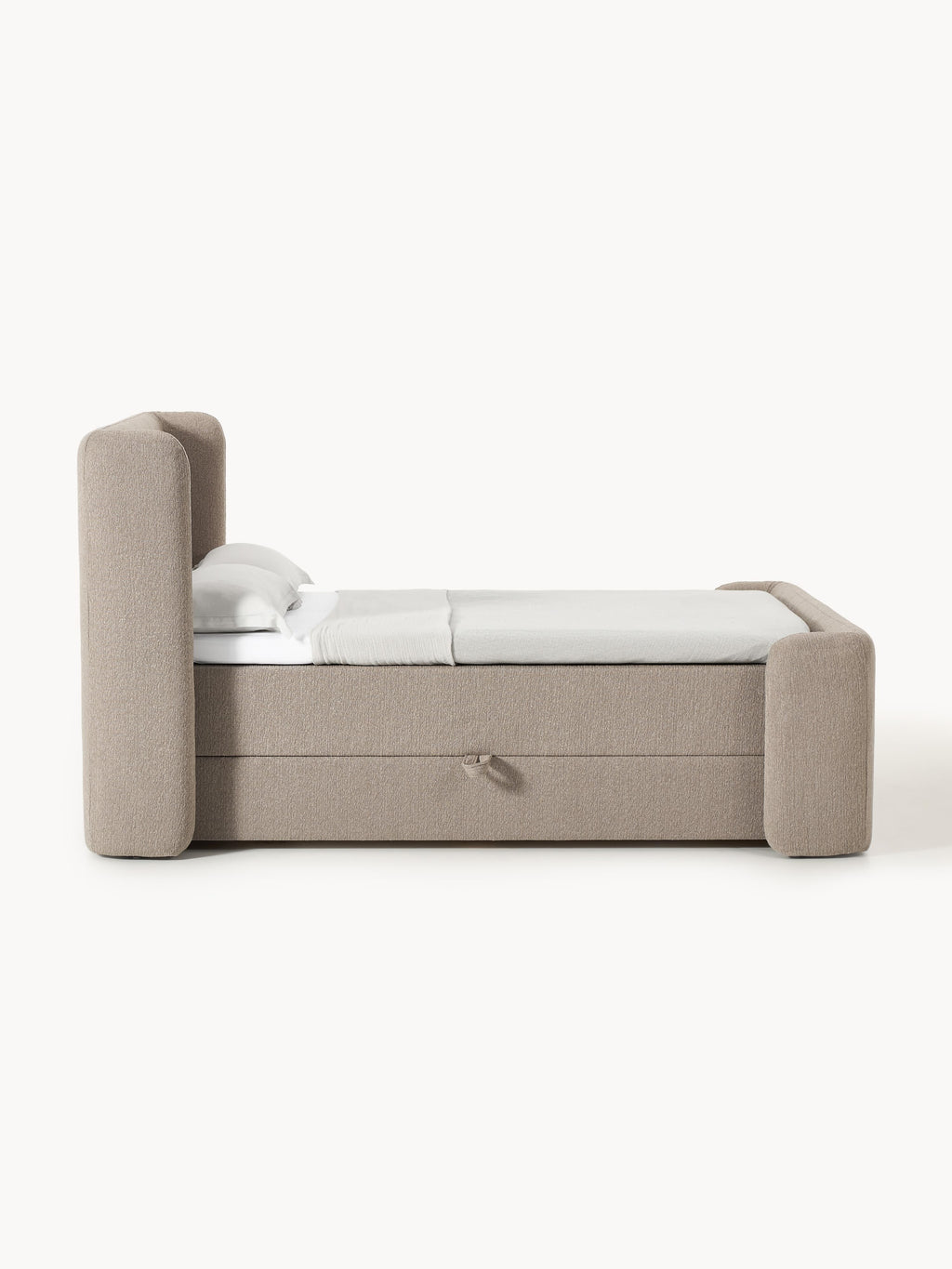Bouclé-Boxspringbett Perla mit Stauraum