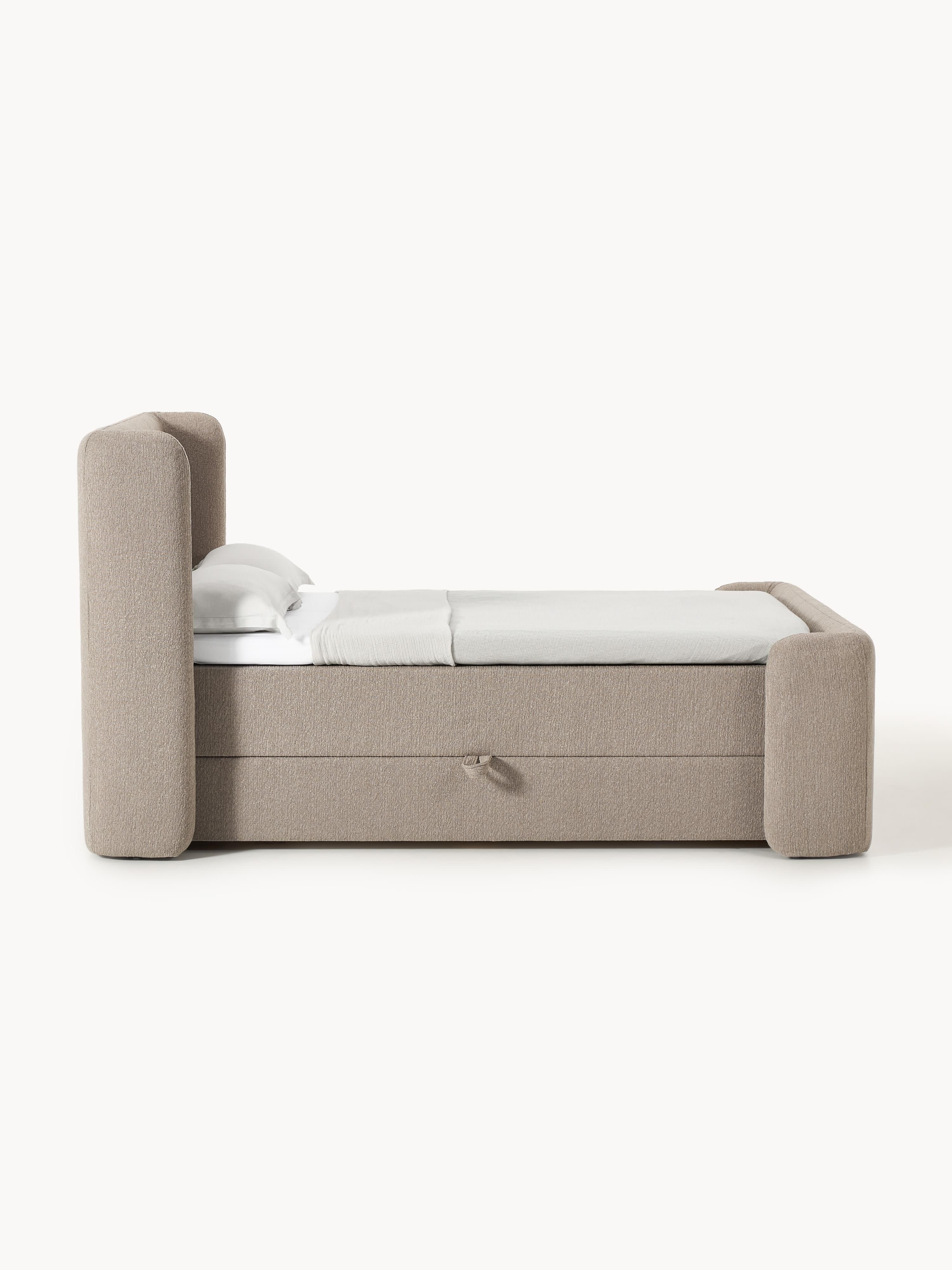 Bouclé-Boxspringbett Perla mit Stauraum