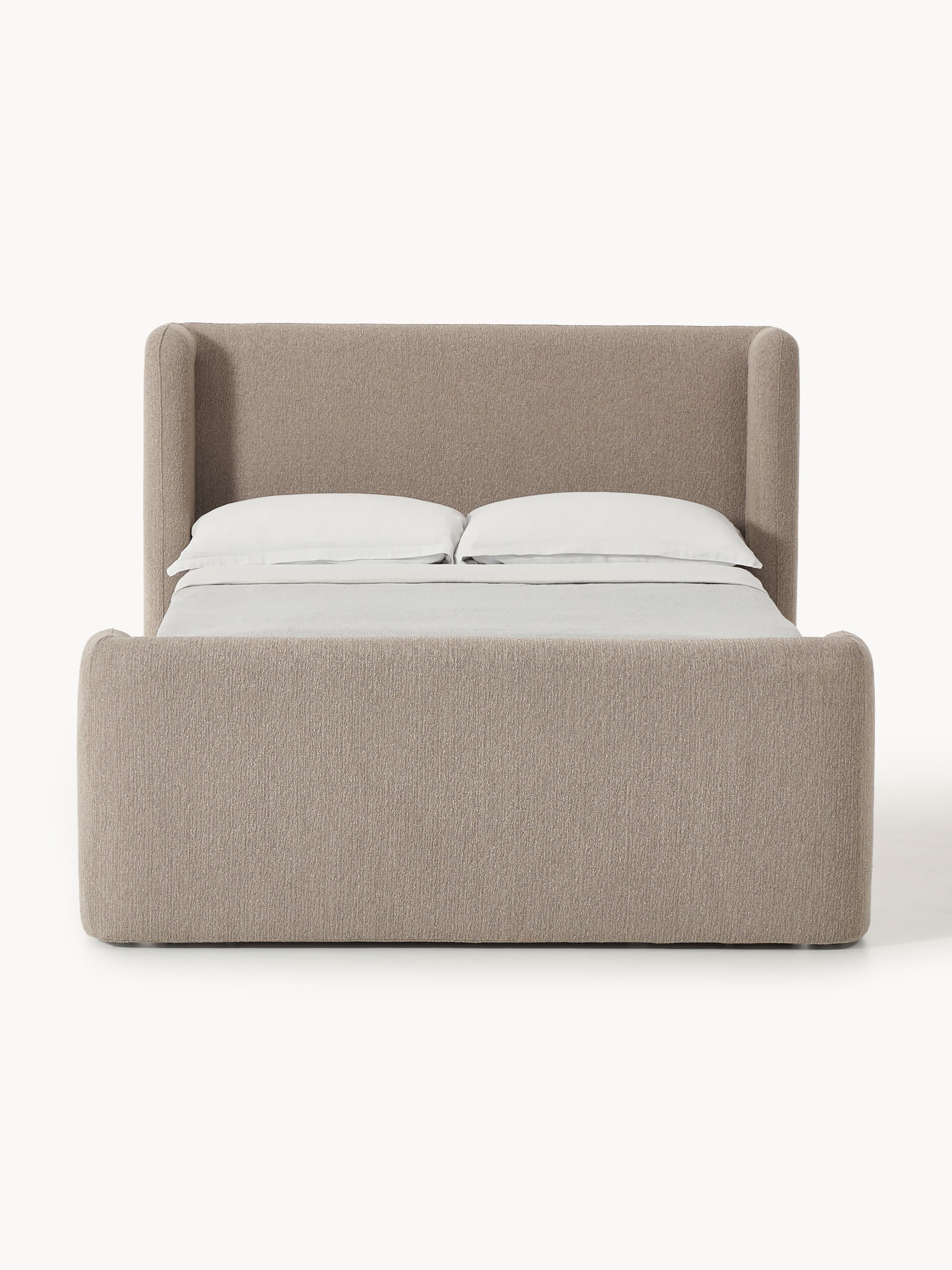 Bouclé-Boxspringbett Perla mit Stauraum