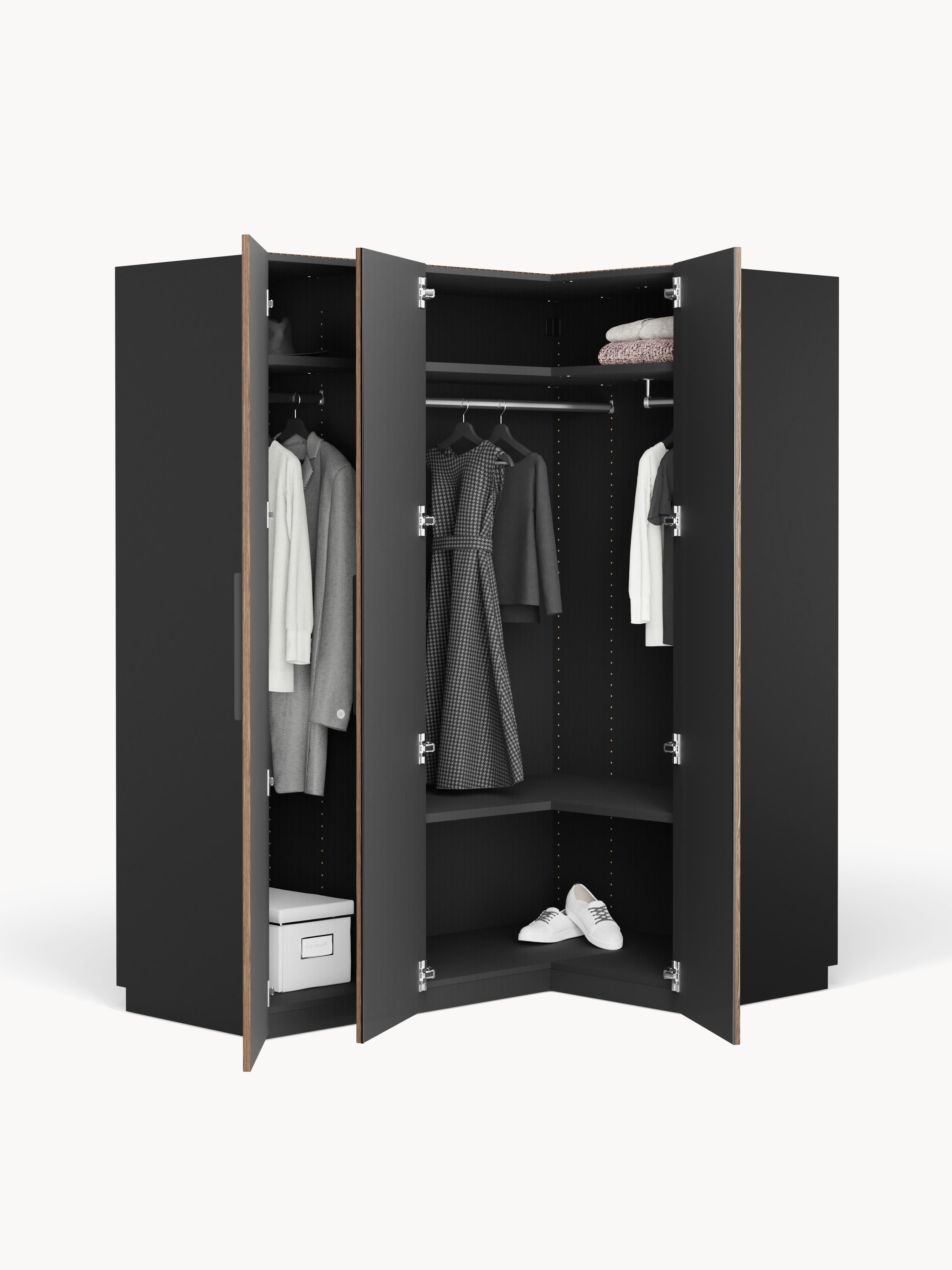 Modularer Eck-Kleiderschrank Simone, 165 cm Breite, in verschiedenen Größen